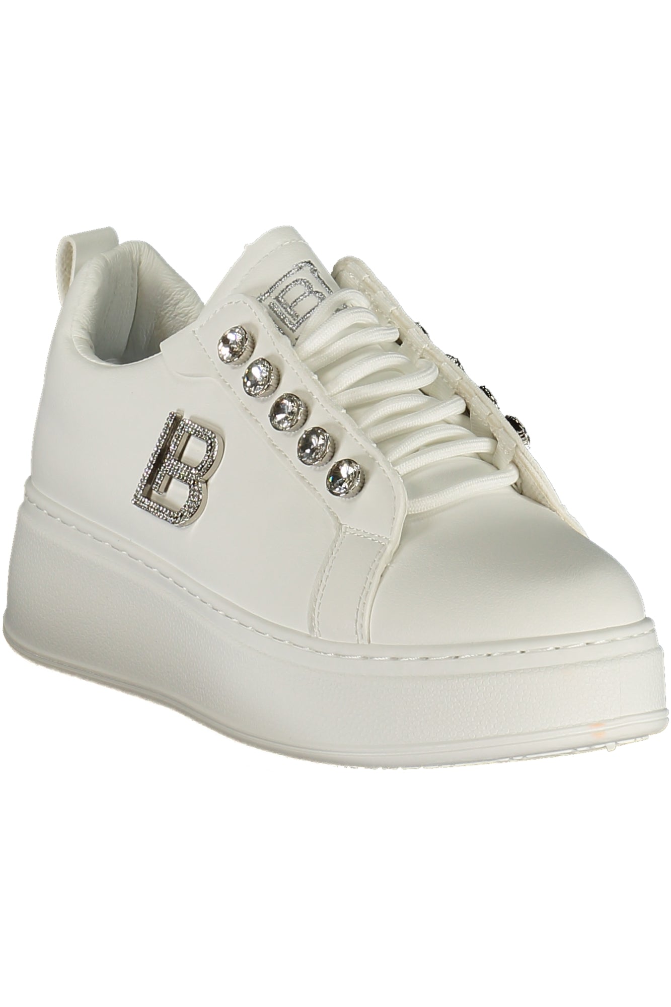 9618_BIWHITE – Damen-Sportschuh Weiß mit Reißverschluss & Strassapplikationen – Größe: 36, 37, 38, 39, 40, 41 – Farbe: Bianco
