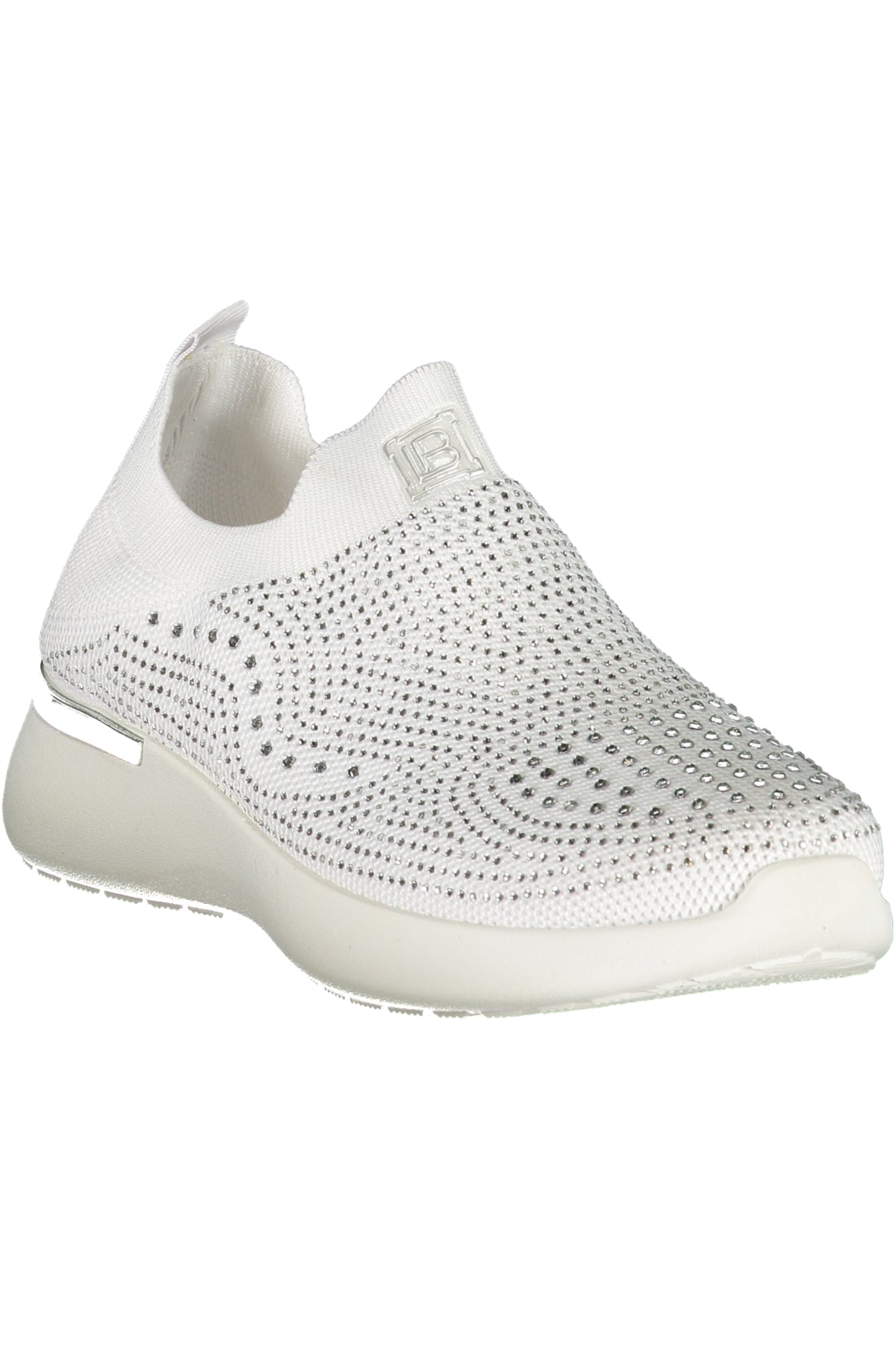 8936_BIWHITE – Damen Sneaker in Weiß: Textil mit Strass & 3 cm Keilabsatz – Größe: 36, 37, 38, 39, 40, 41 – Farbe: Bianco