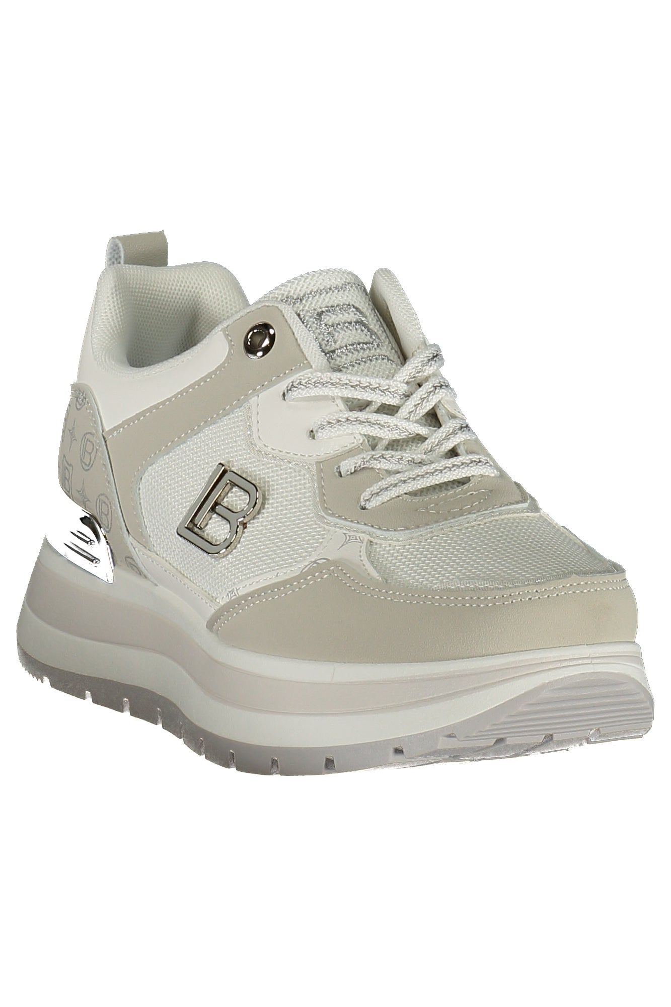9630_BIGREY – Eleganter Damen-Sportschuh: Weiß mit grauen Details & Applikation – Größe: 36, 37, 38, 39, 40, 41 – Farbe: Bianco