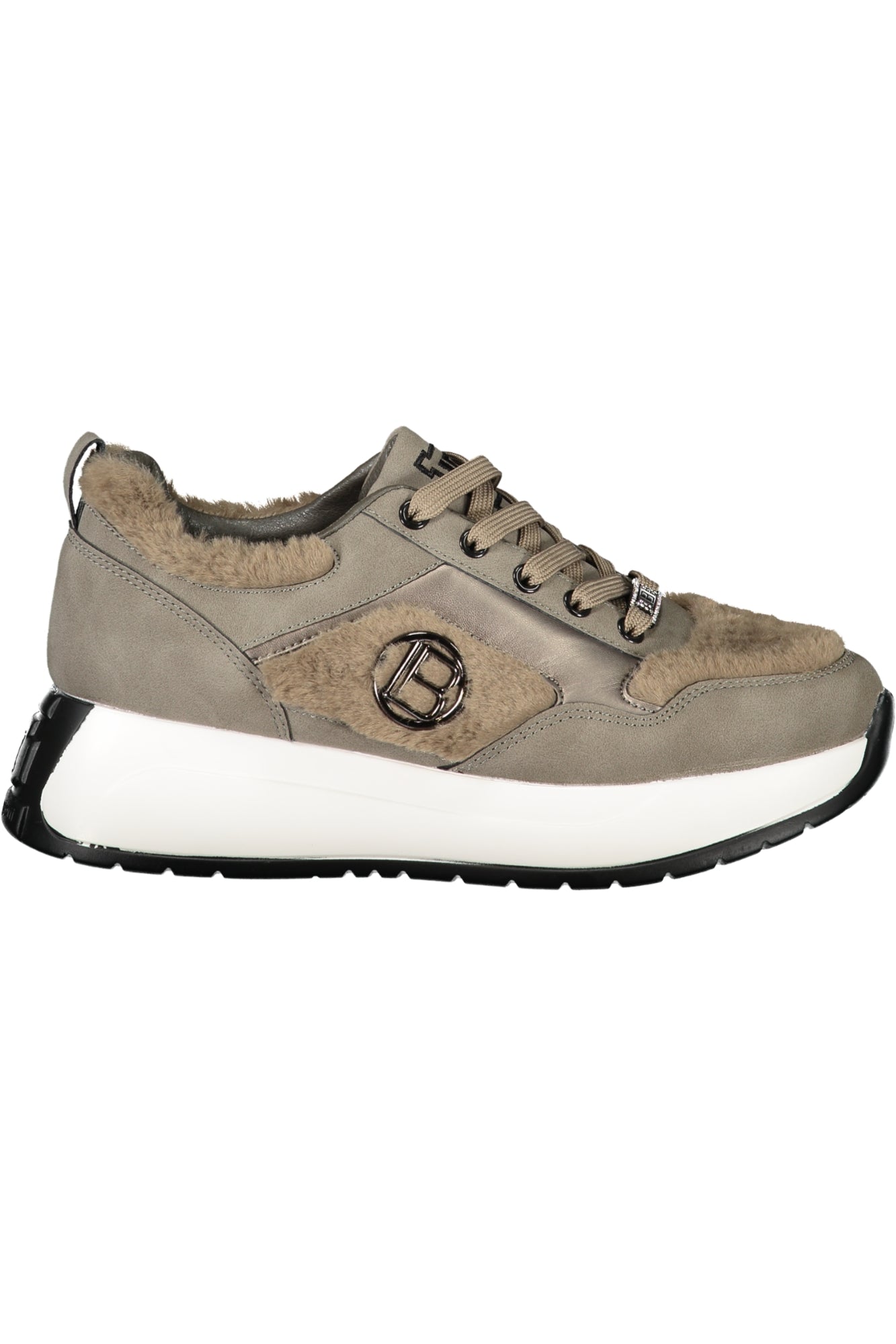 8711_GRMUD – Damen Grauer Wildleder-Sportschuh mit Kontrastdetails und Stickerei – Größe: 36, 37, 38, 39, 41, 40 – Farbe: Grigio