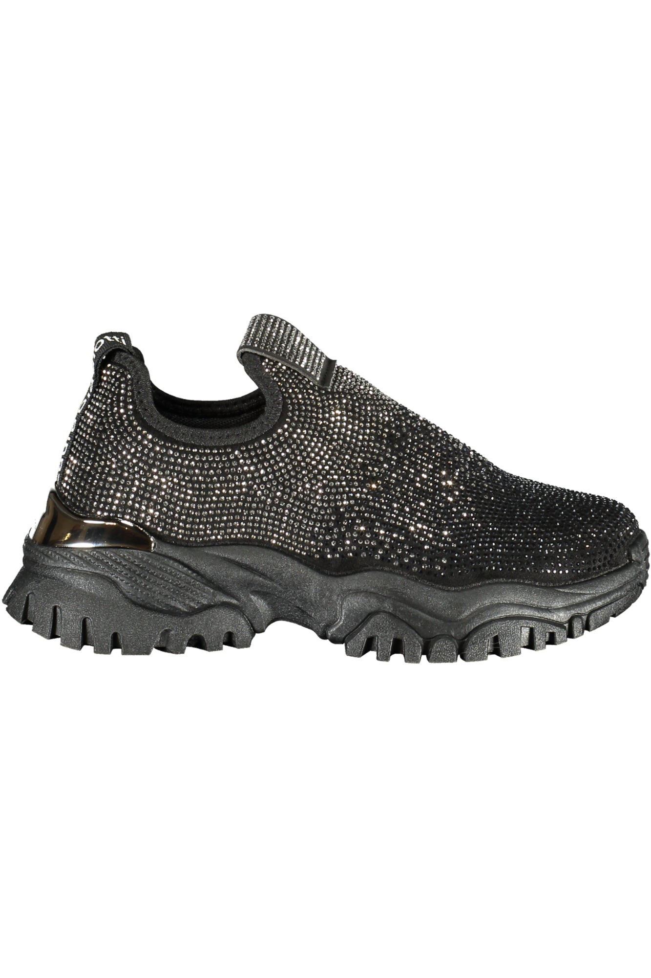 9653_NEBLACK – Eleganter Damensportschuh Schwarz mit Strass und Kontrastdetails – Größe: 36, 37, 38, 39, 40, 41 – Farbe: Nero