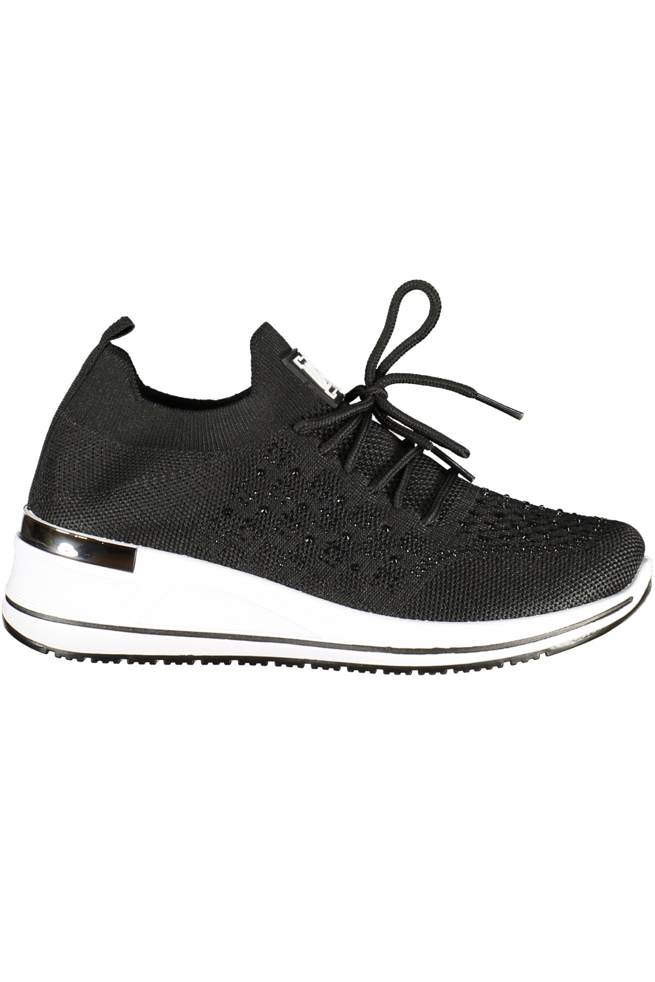 9660_NEBLACK – Elegante schwarze Damensneaker mit Strass und herausnehmbarer Einlegesohle – Größe: 36, 37, 38, 39, 40, 41 – Farbe: Nero