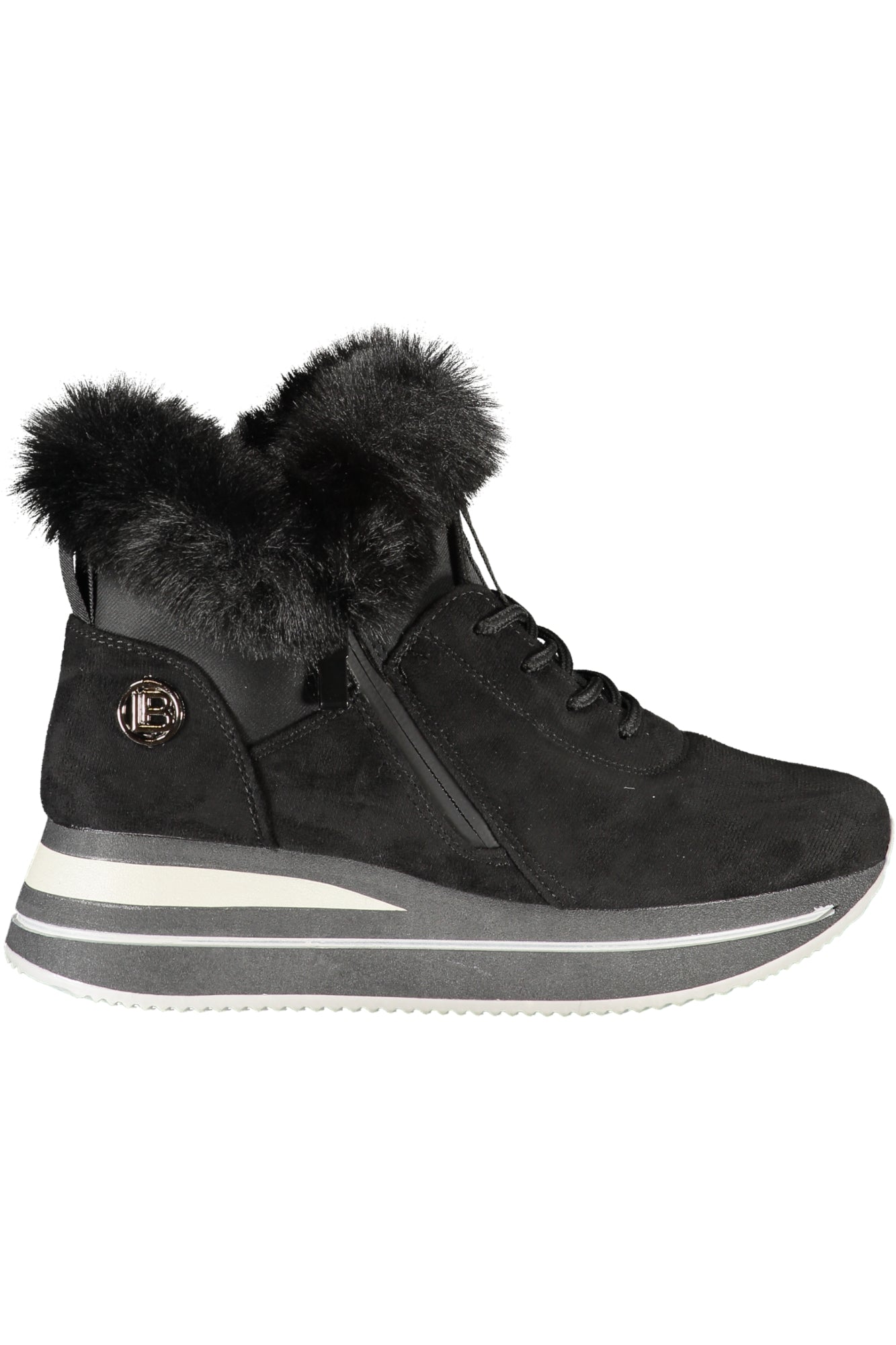 9255_NEBLACK – Damen Schnürstiefel Schwarz: Komfort & Stil mit Fell und Details – Größe: 36, 37, 38, 39, 40, 41 – Farbe: Nero