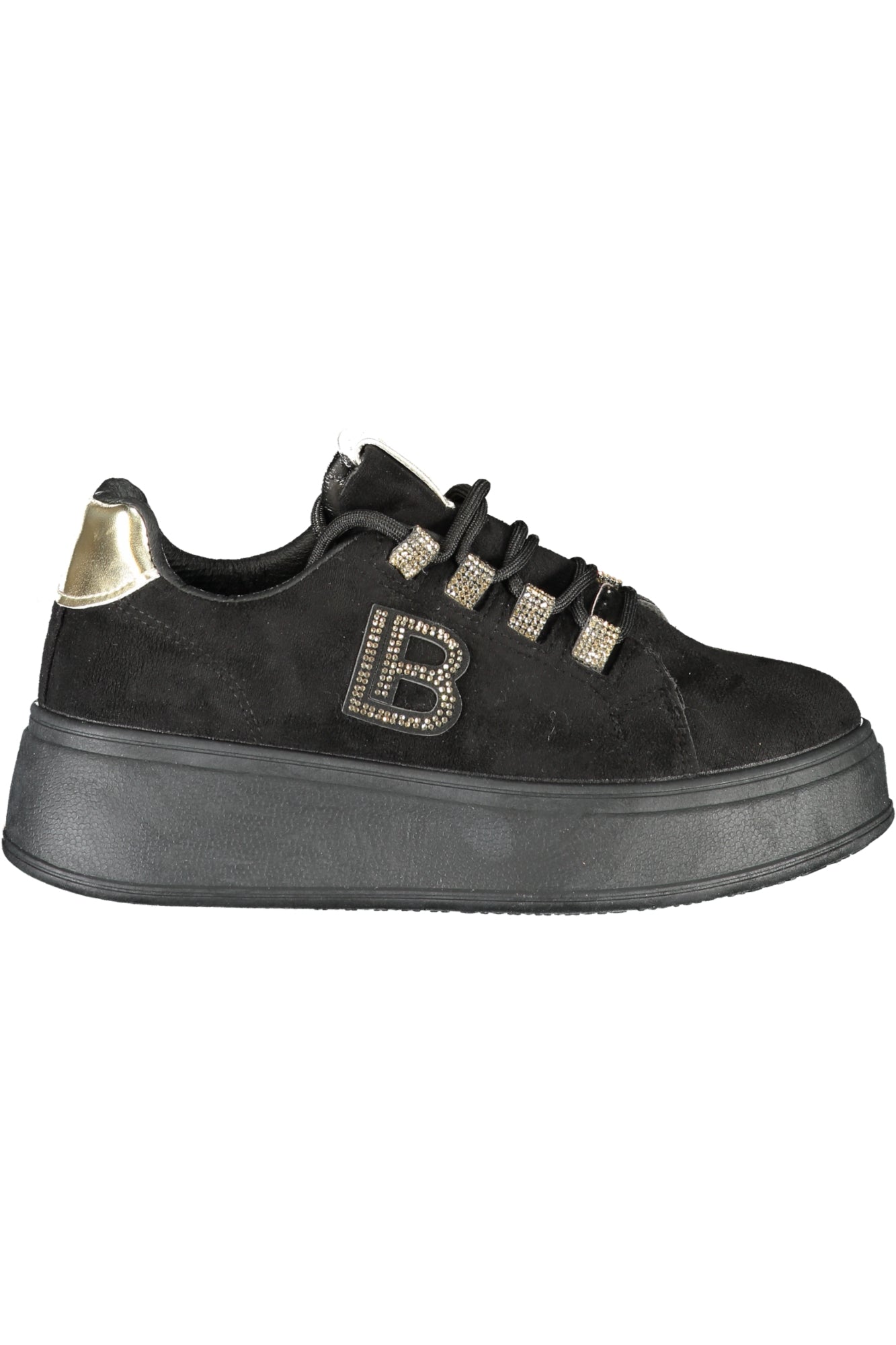 8932_NEBLACK – Eleganter Damensneaker Schwarz – Leder mit Strass & Stickerei – Größe: 36, 37, 38, 39, 40, 41 – Farbe: Nero