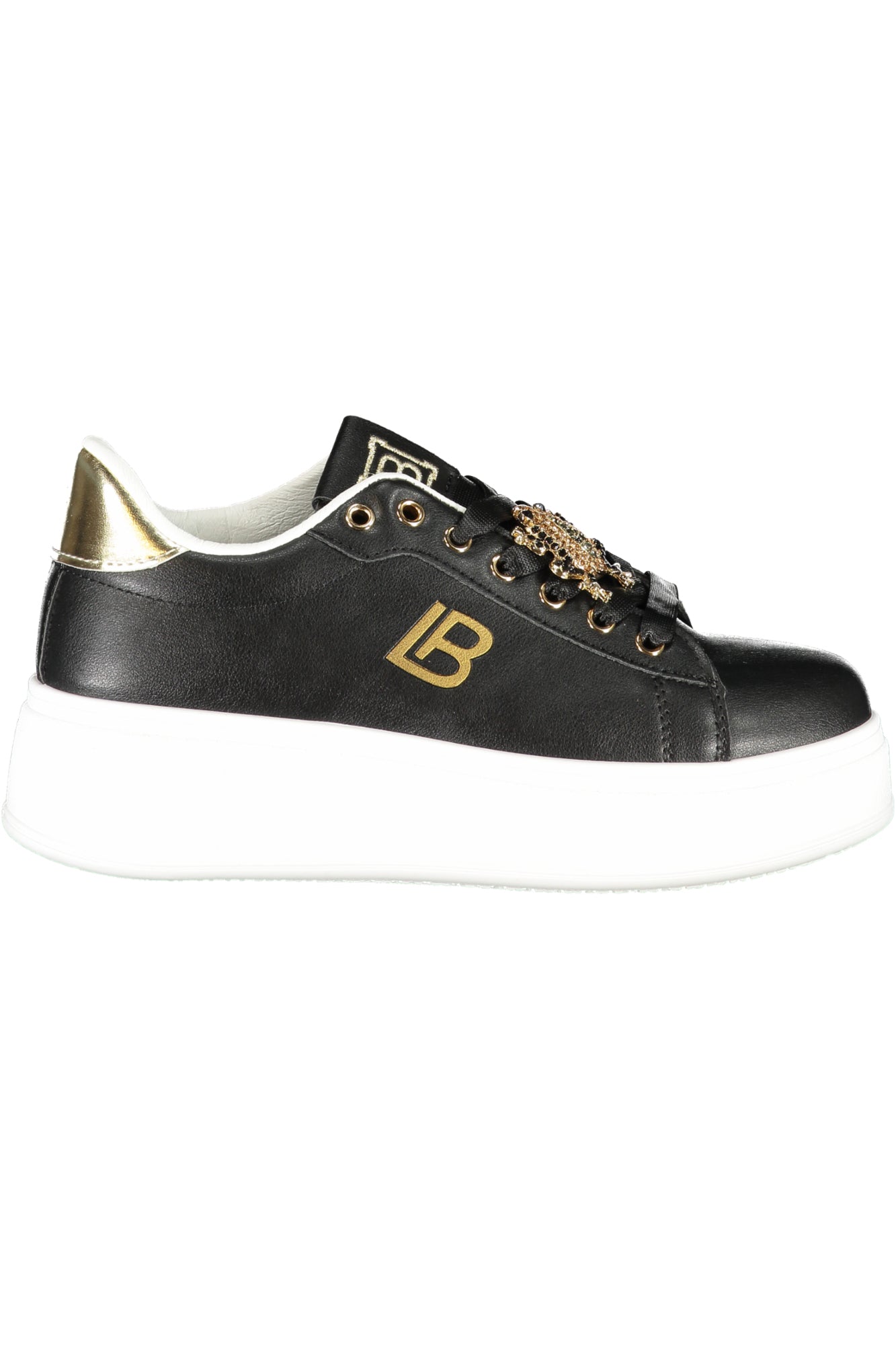 8926_NEBLACK – Eleganter Damensneaker aus Leder mit Strass & Keilabsatz - Schwarz – Größe: 36, 37, 38, 39, 40, 41 – Farbe: Nero
