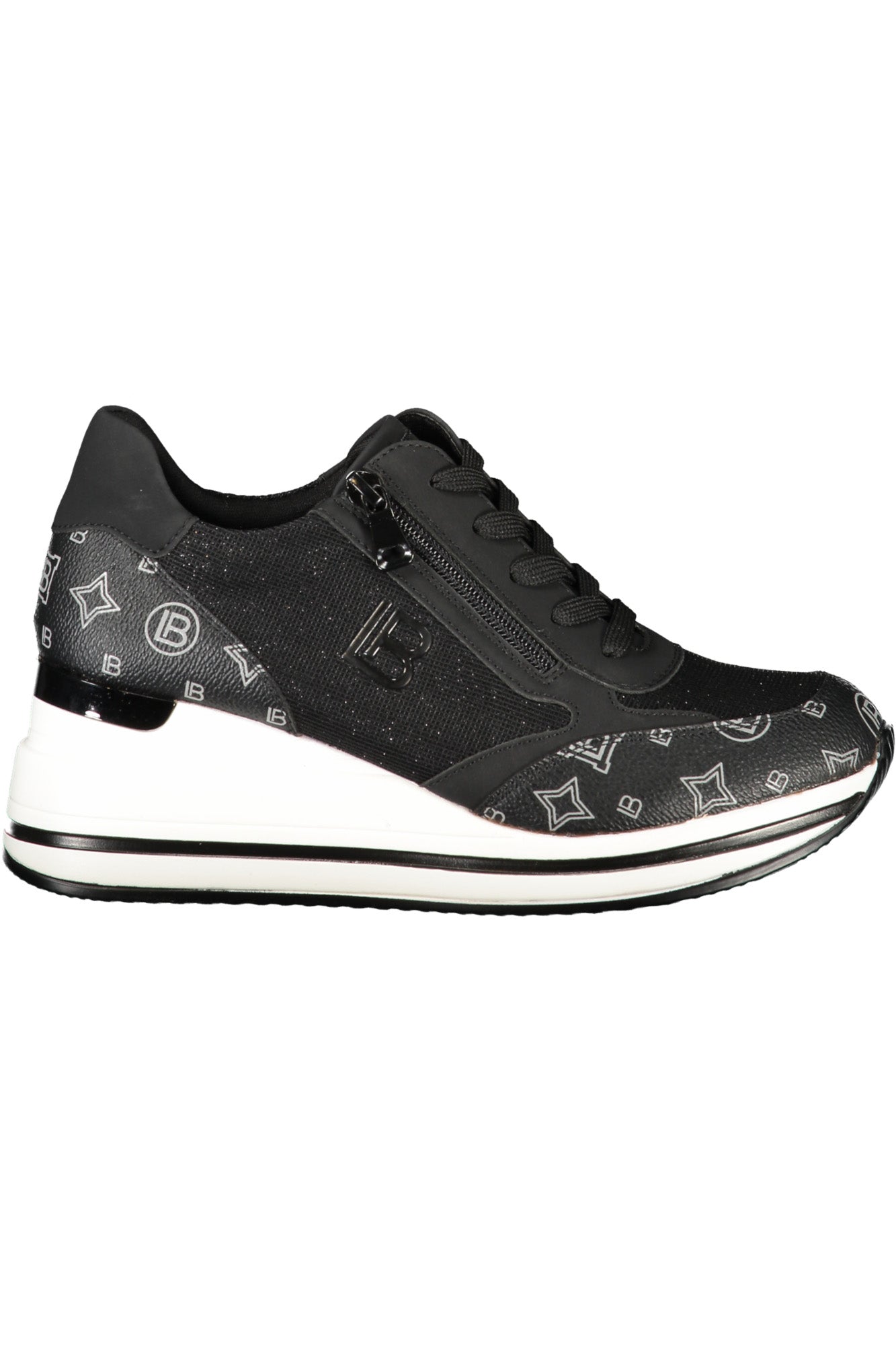 8727_NEBLACK – Schwarze Damensneaker mit Reißverschluss & Schnürsenkeln in Nubukleder – Größe: 36, 41, 38 – Farbe: Nero