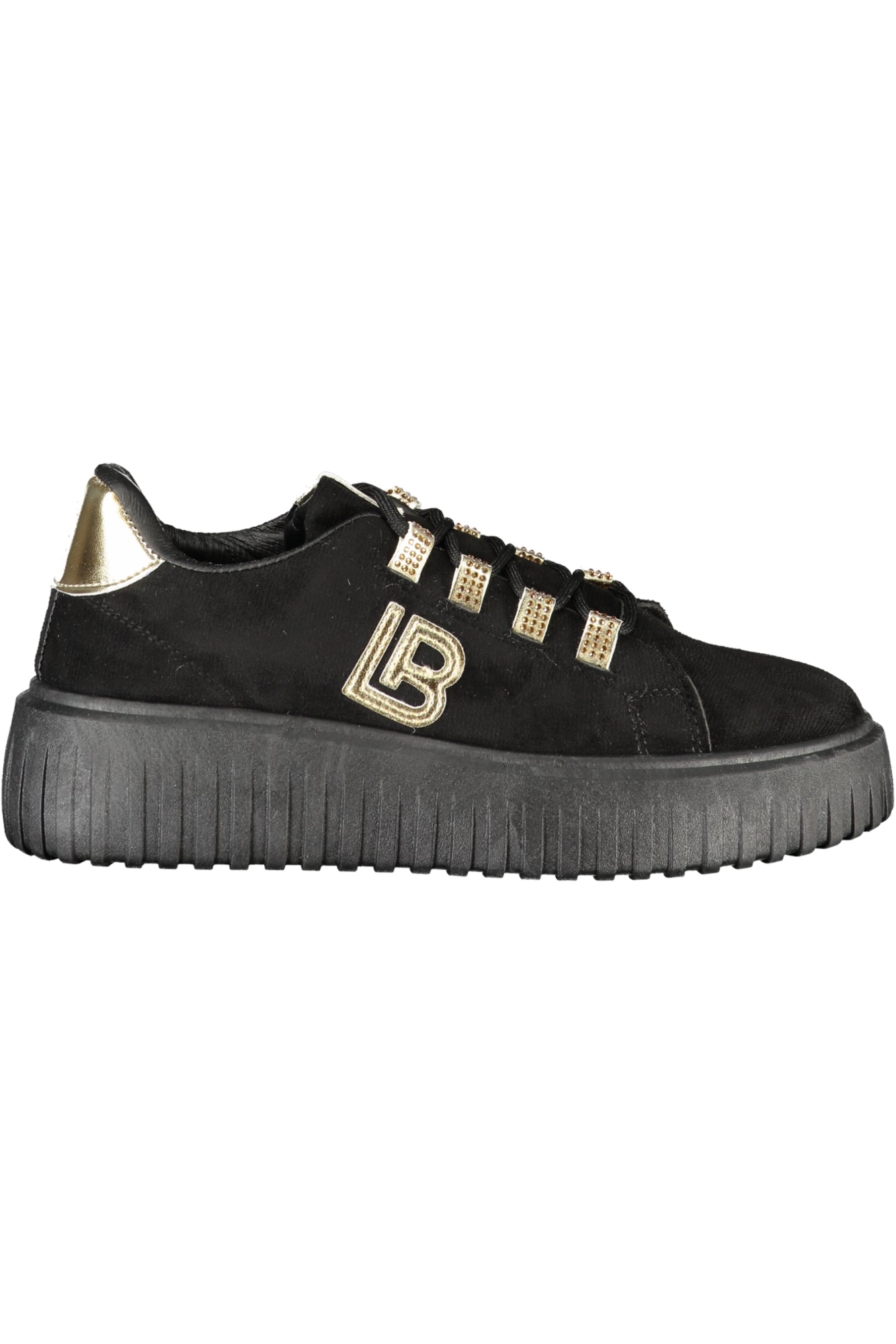 9207_NEBLACK – Schwarzer Damensportschuh mit goldenen Details und Plateau-Sohle – Größe: 36, 37, 38, 39, 40, 41 – Farbe: Nero