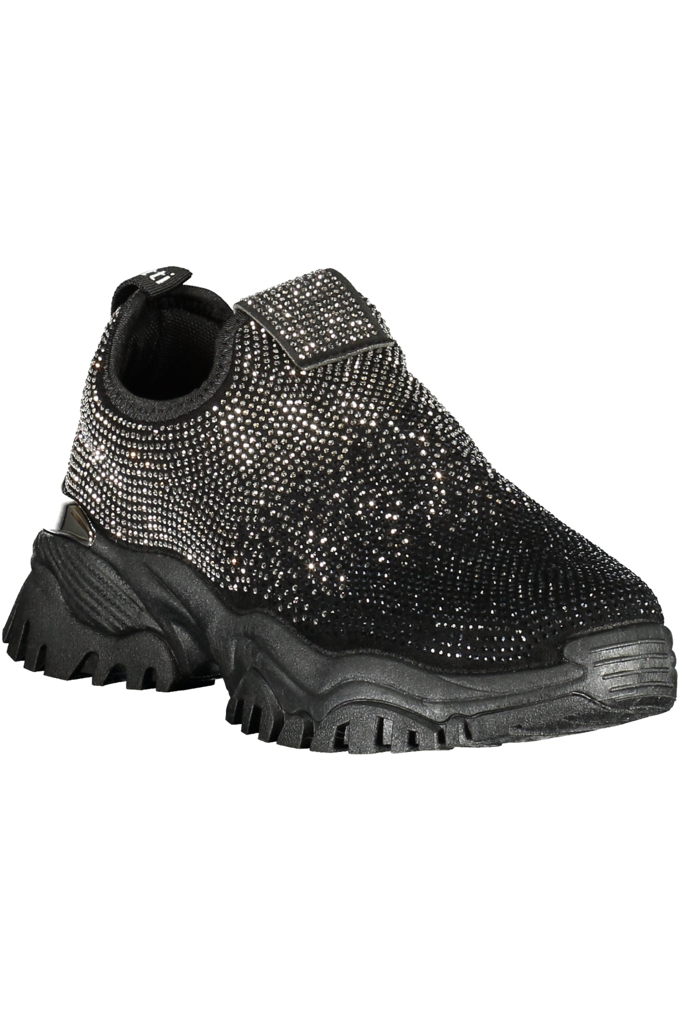 9653_NEBLACK – Eleganter Damensportschuh Schwarz mit Strass und Kontrastdetails – Größe: 36, 37, 38, 39, 40, 41 – Farbe: Nero
