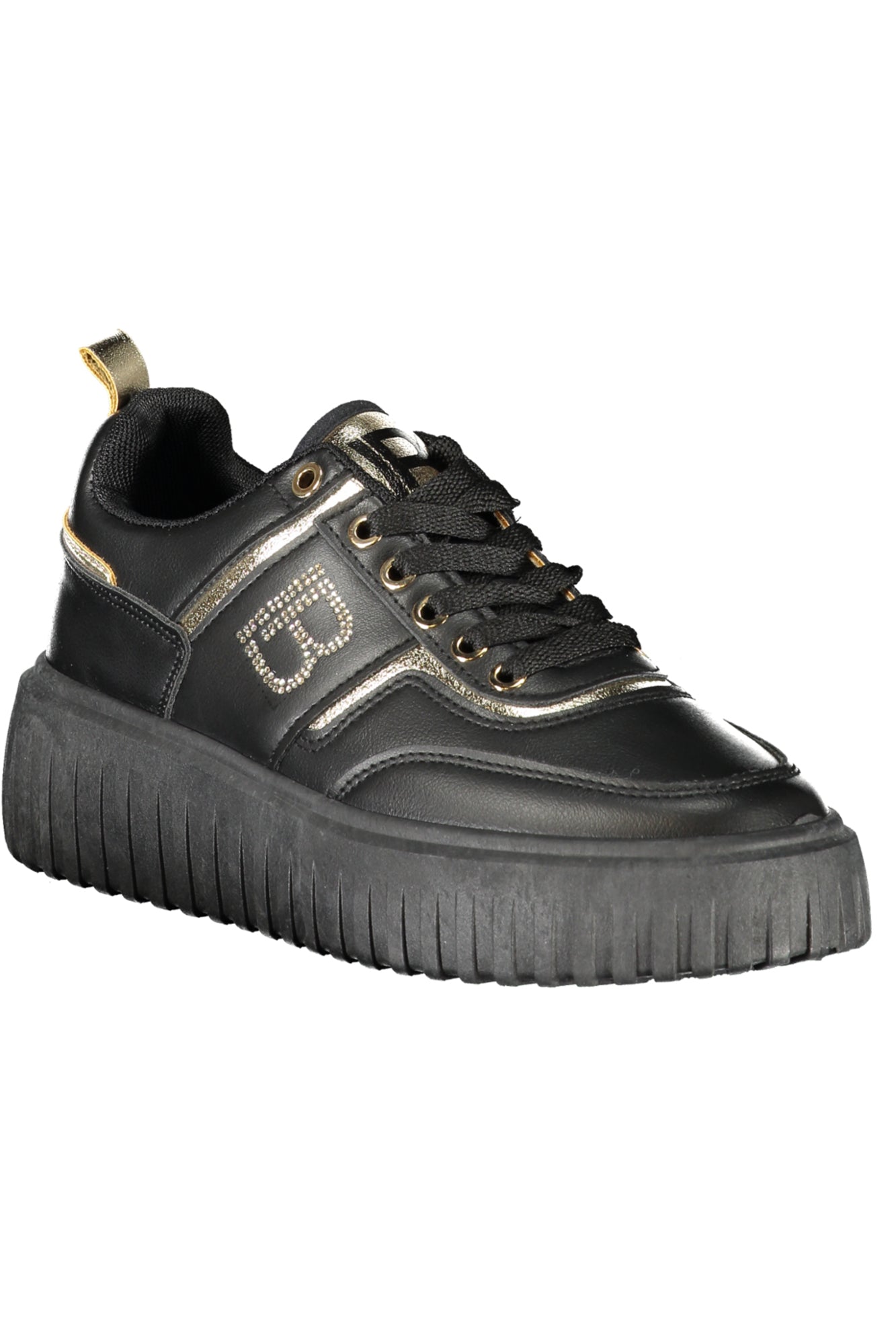 9210_NEBLACK – Eleganter Damensneaker Schwarz mit Strass & Kontrastdetails – Größe: 37, 38, 39, 40, 41, 36 – Farbe: Nero