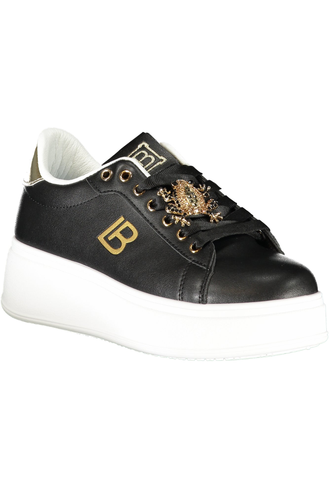 8926_NEBLACK – Eleganter Damensneaker aus Leder mit Strass & Keilabsatz - Schwarz – Größe: 36, 37, 38, 39, 40, 41 – Farbe: Nero