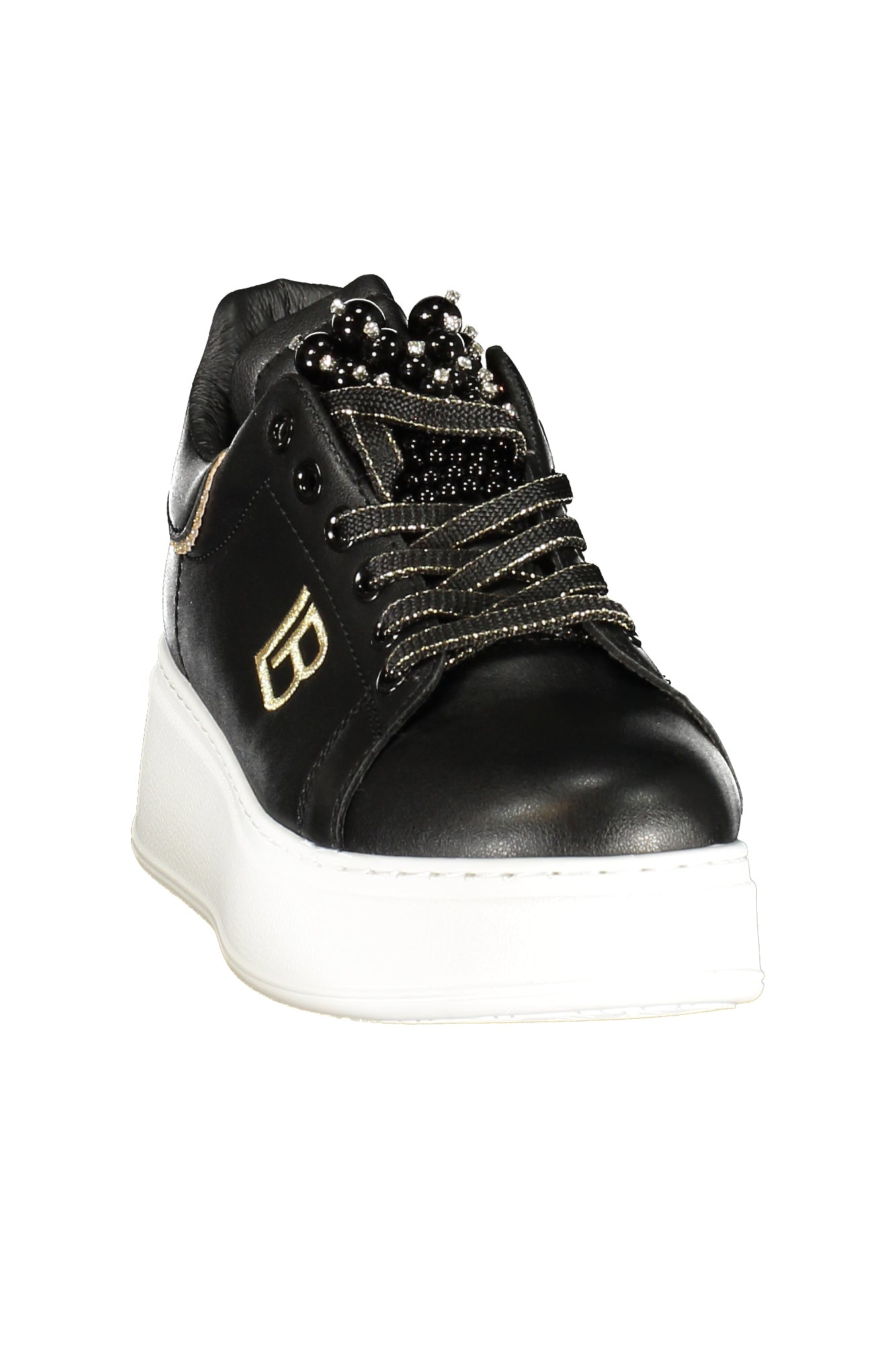 9617_NEBLACK – Elegante Damensneaker in Schwarz mit Perlen und Kontrastdetails – Größe: 36, 37, 38, 39, 40, 41 – Farbe: Nero