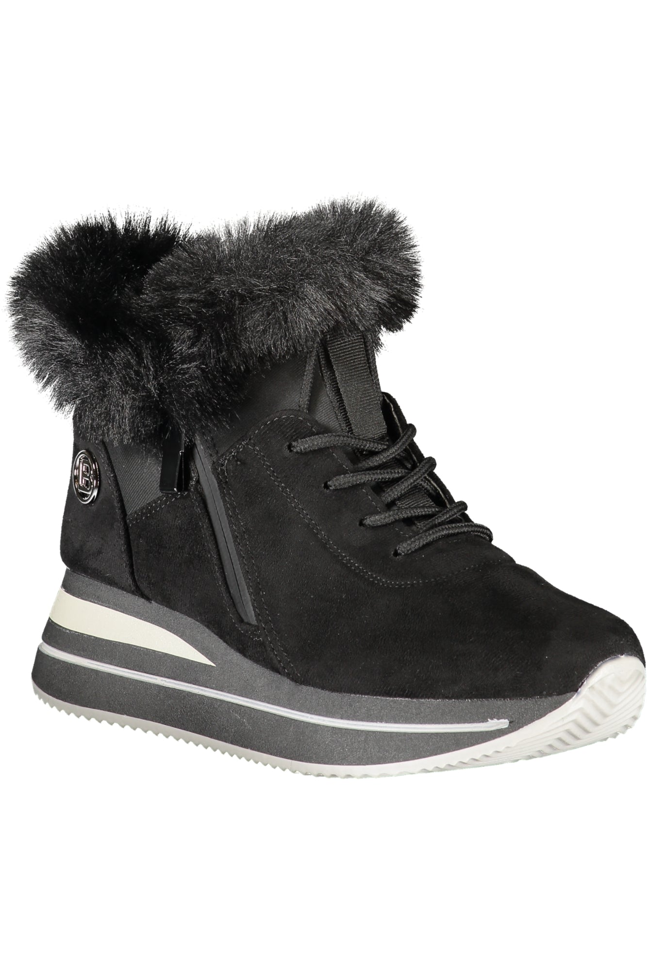 9255_NEBLACK – Damen Schnürstiefel Schwarz: Komfort & Stil mit Fell und Details – Größe: 36, 37, 38, 39, 40, 41 – Farbe: Nero