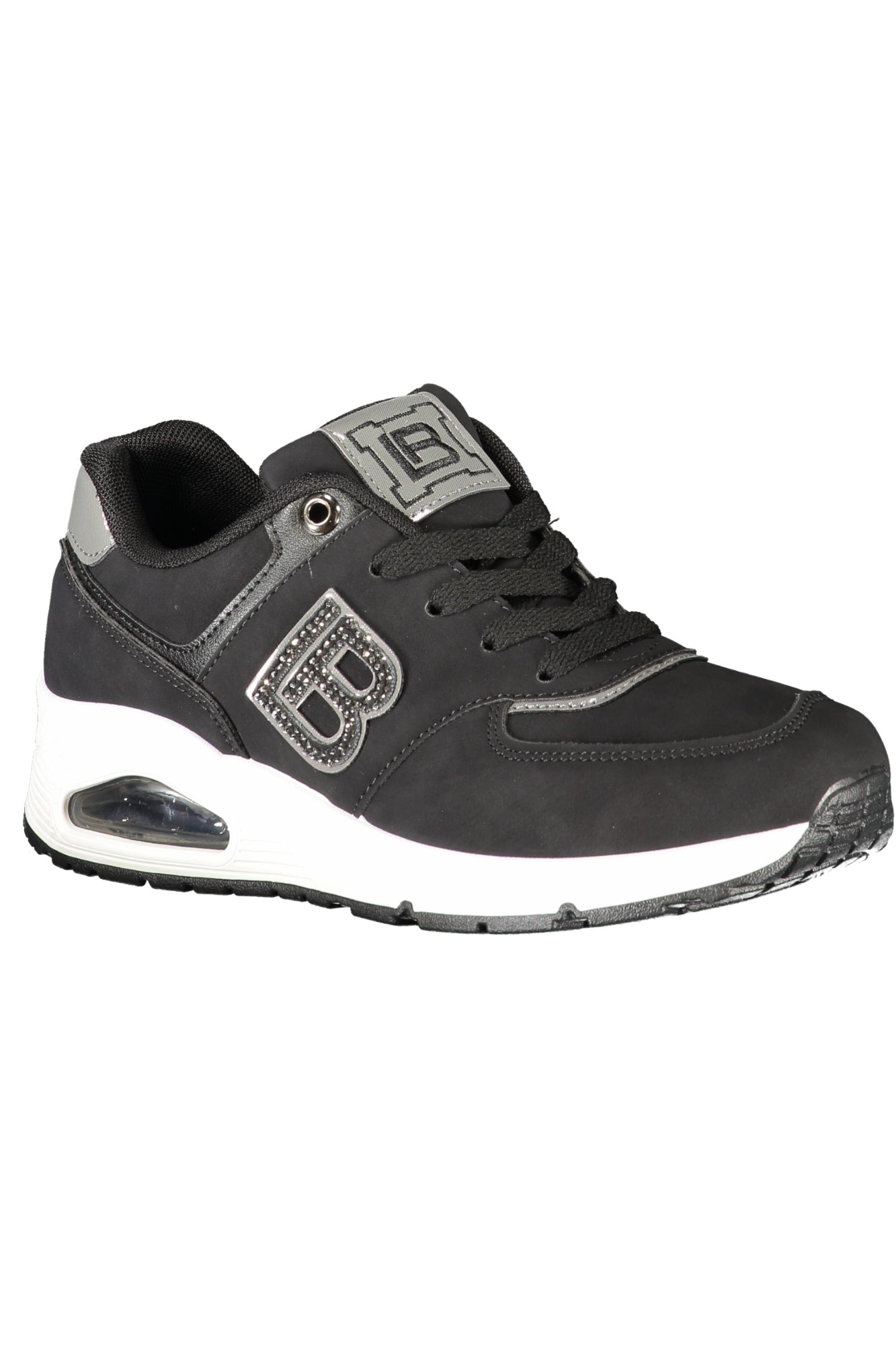 9229_NEBLACK – Eleganter Damensneaker in Schwarz mit Strass und kontrastreichen Details – Größe: 36, 37, 38, 39, 40, 41 – Farbe: Nero