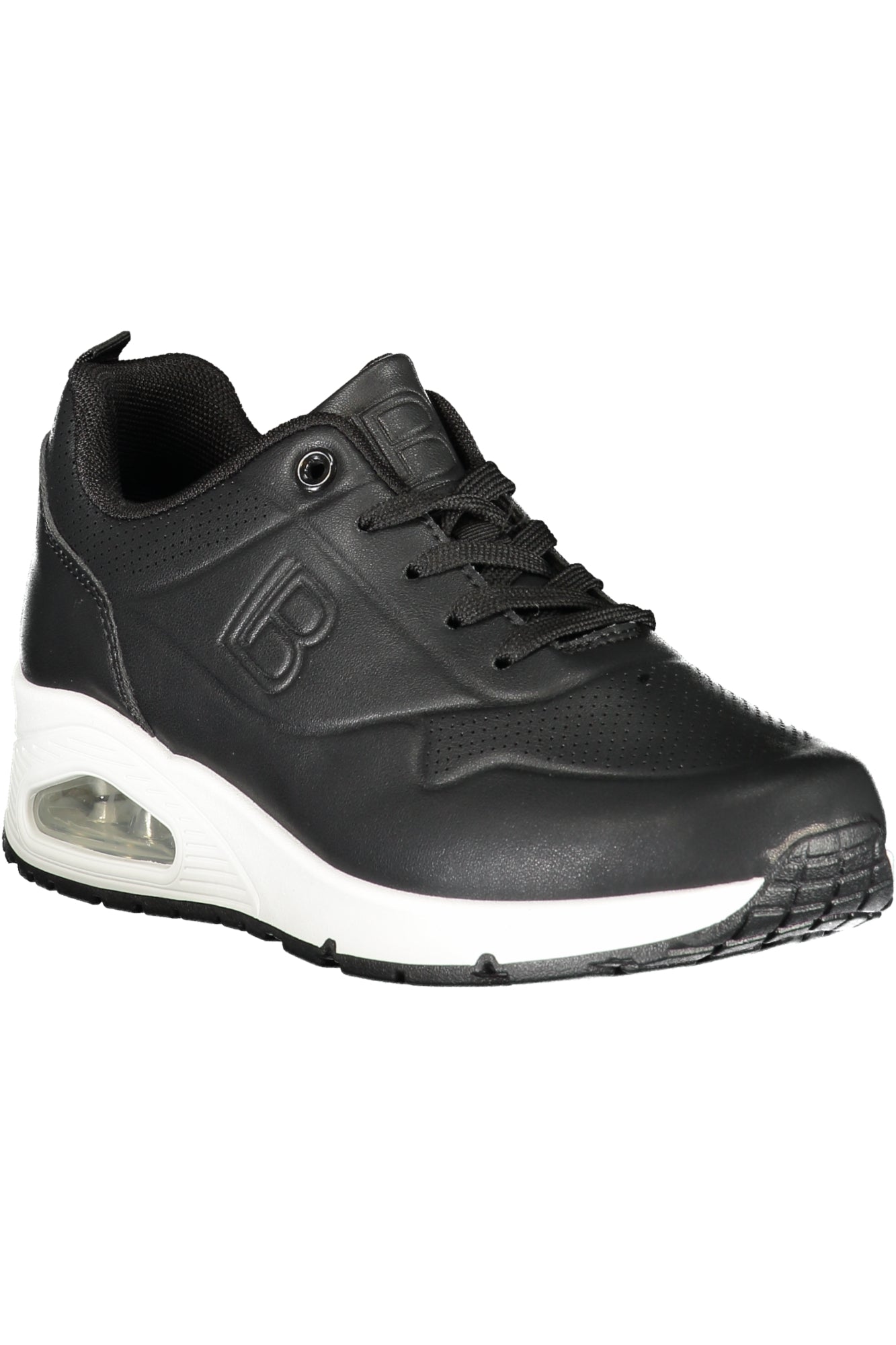 8912_NEBLACK – Damen-Sportschuh Schwarz: Leder, Kontrast-Details, Herausnehmbar – Größe: 36, 37, 38, 39, 40, 41 – Farbe: Nero