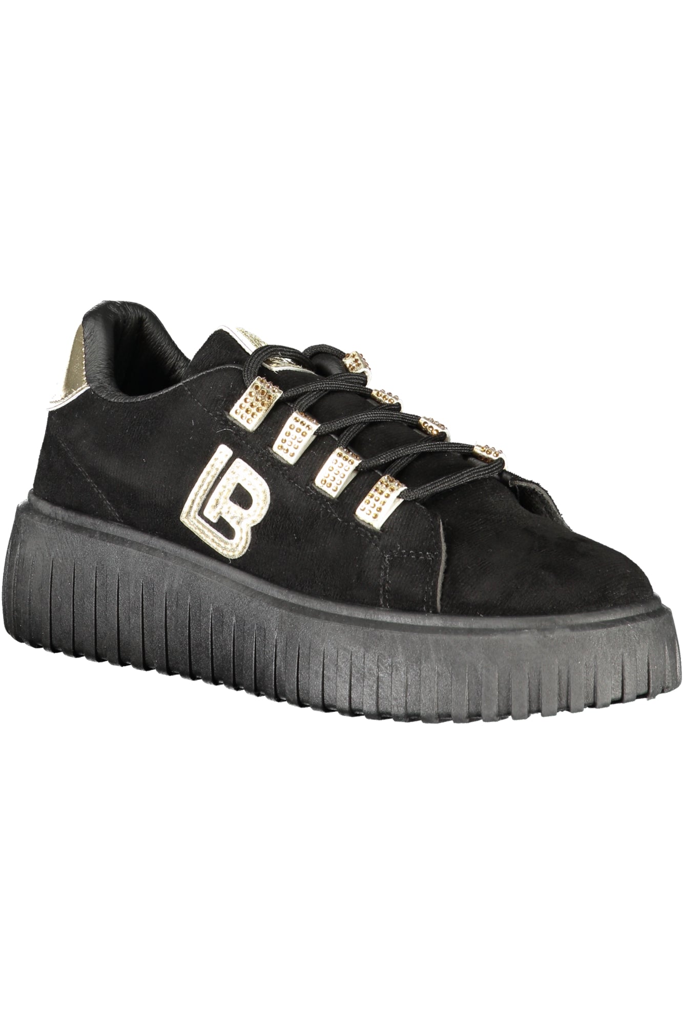 9207_NEBLACK – Schwarzer Damensportschuh mit goldenen Details und Plateau-Sohle – Größe: 36, 37, 38, 39, 40, 41 – Farbe: Nero