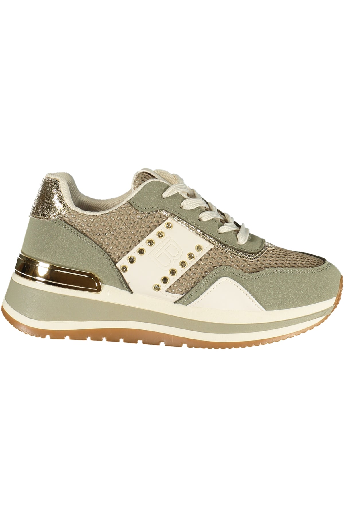 9637_VEGREEN – Grüne Damensneaker mit goldenen Details und Strass-Akzenten – Größe: 36, 37, 38, 39, 40, 41 – Farbe: Verde
