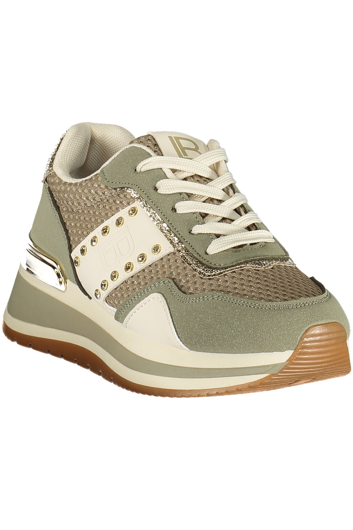 9637_VEGREEN – Grüne Damensneaker mit goldenen Details und Strass-Akzenten – Größe: 36, 37, 38, 39, 40, 41 – Farbe: Verde