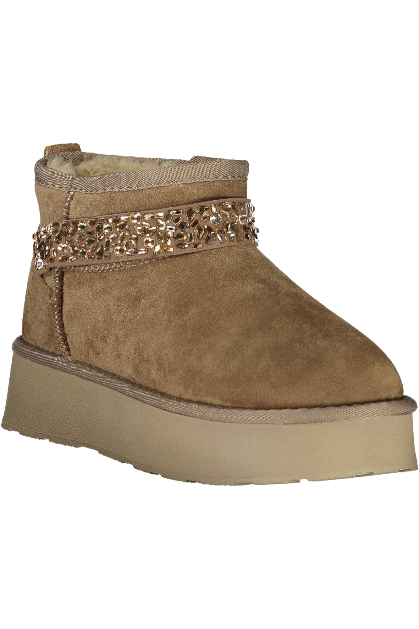 8886_MASAND – Damenstiefel Braun: Elegante Stiefel mit Fell & Strass-Details – Größe: 36, 38, 41, 37, 40 – Farbe: Marrone