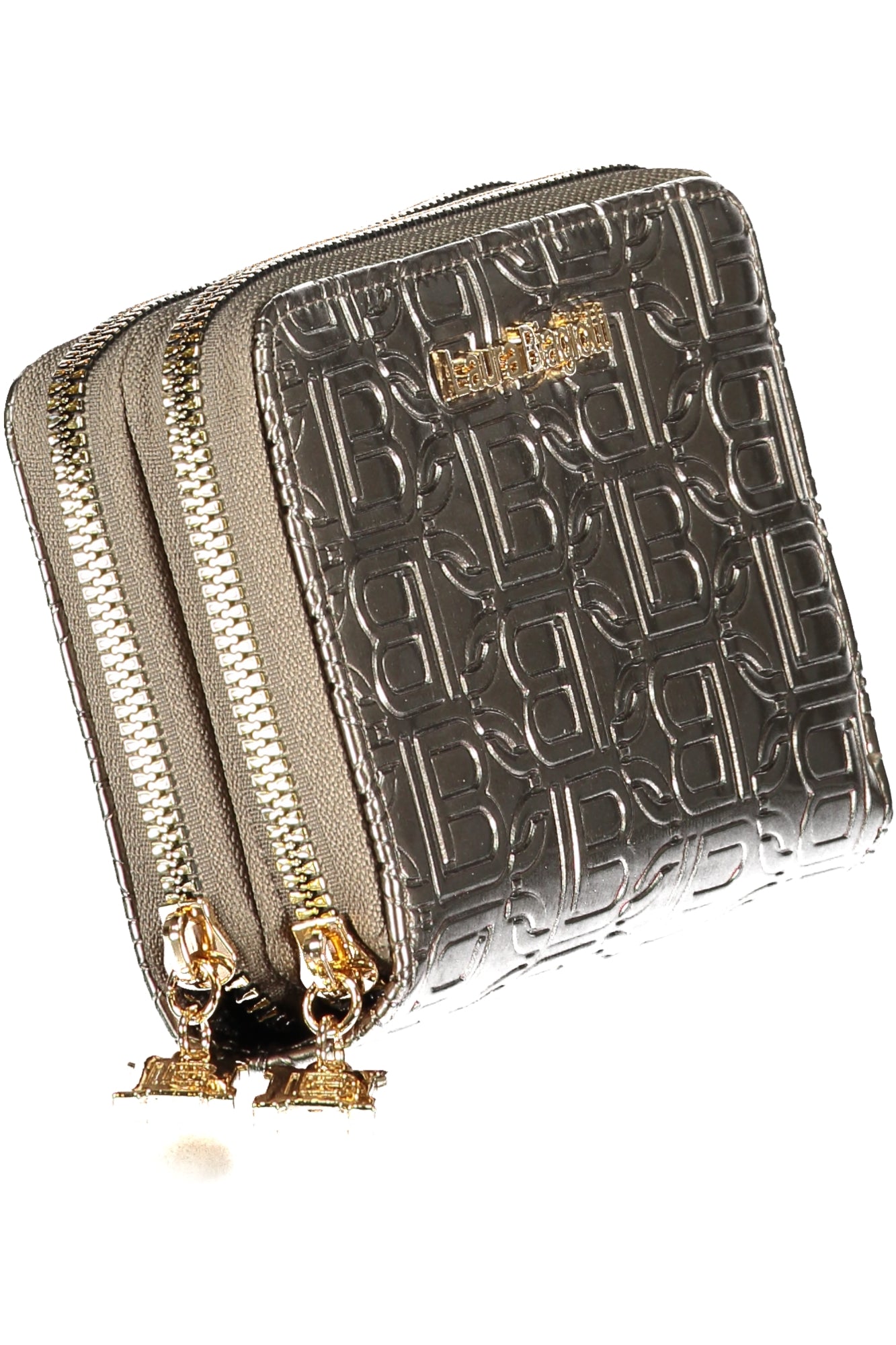 LB25W-511-06_GRMETAL – Damen Geldbörse Grau mit Kontrasten – 3 Fächer & Reißverschluss – Größe: UNI – Farbe: Grigio