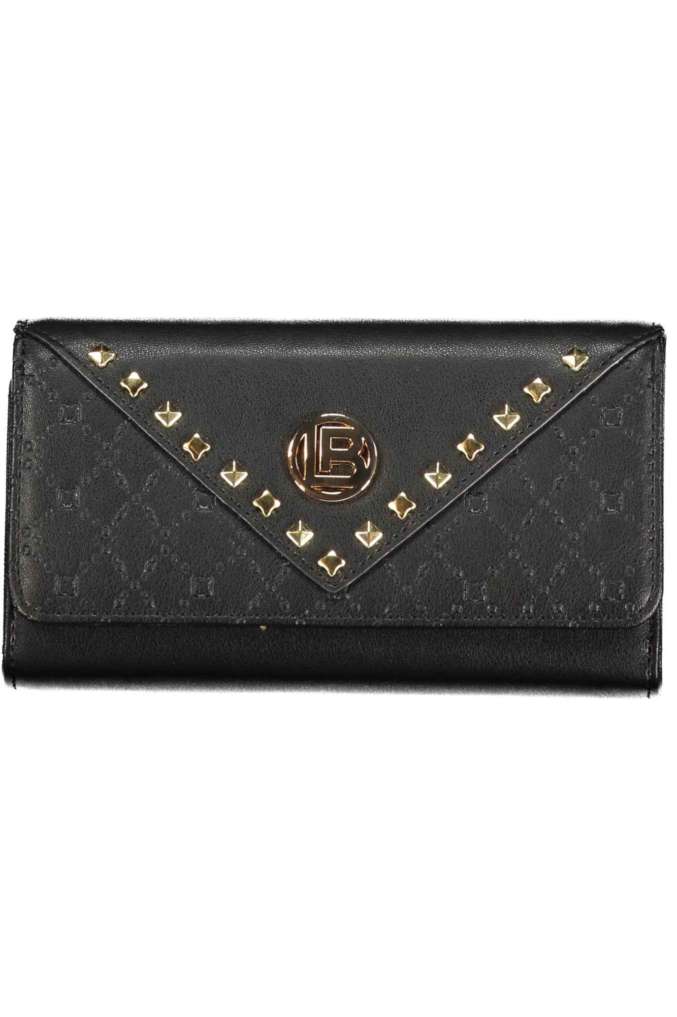LB25W-507-68_NENERO – Elegante Damen Geldbörse: Schwarz mit Kontrastdetails und Druckknopf – Größe: UNI – Farbe: Nero