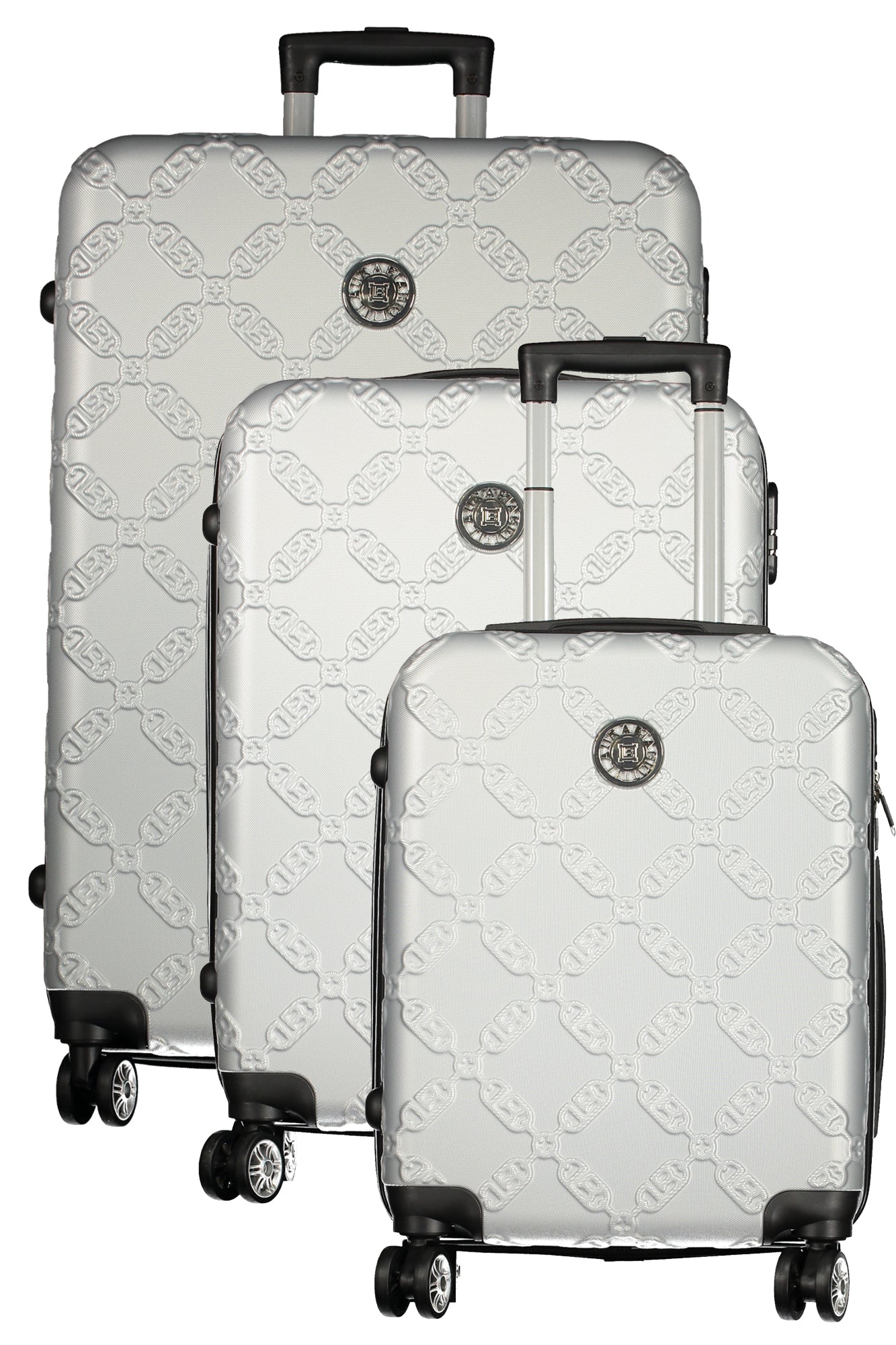 LB033-G_AGSILVER – Großer silberner Koffer-Set für Damen: 3 Trolleys mit Zahlenschloss – Größe: UNI – Farbe: Argento