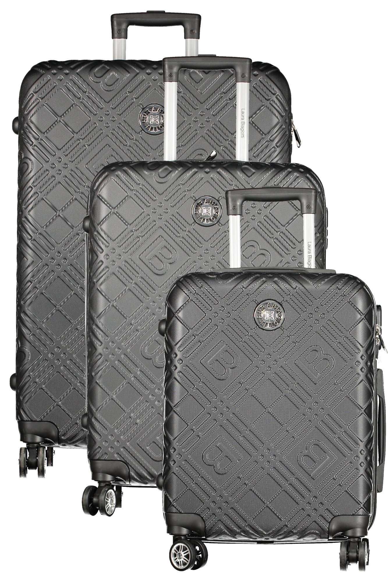 LB031-G_NEBLACK – Eleganter großer schwarzer Damenkoffer-Set mit 4 Rädern und Zahlenschloss – Größe: UNI – Farbe: Nero