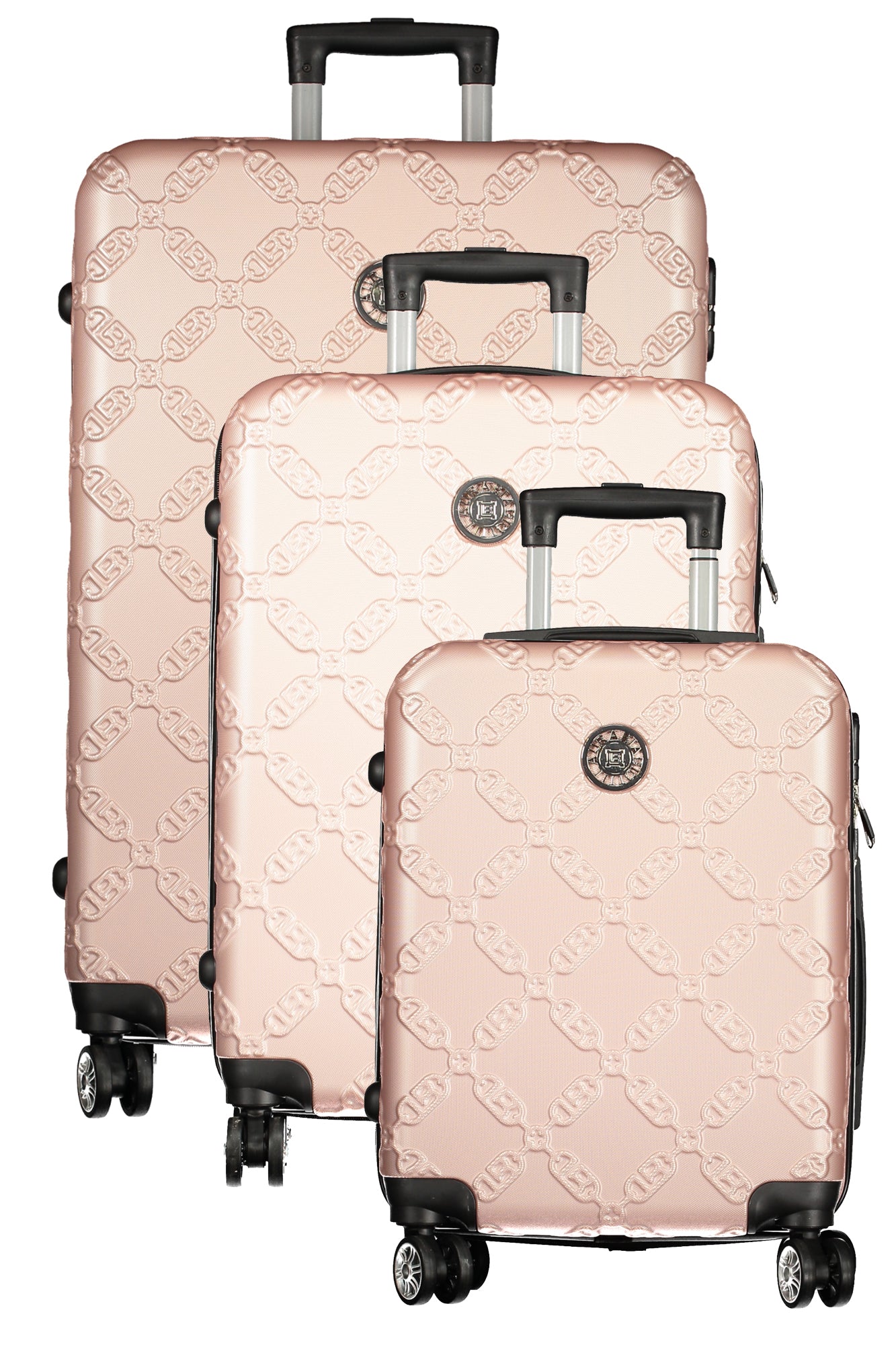 LB033-G_RSL.PINK – Damentrolley-Set in Rosa: 3 Größen, Leichtlaufrollen, Zahlenschloss – Größe: UNI – Farbe: Rosa