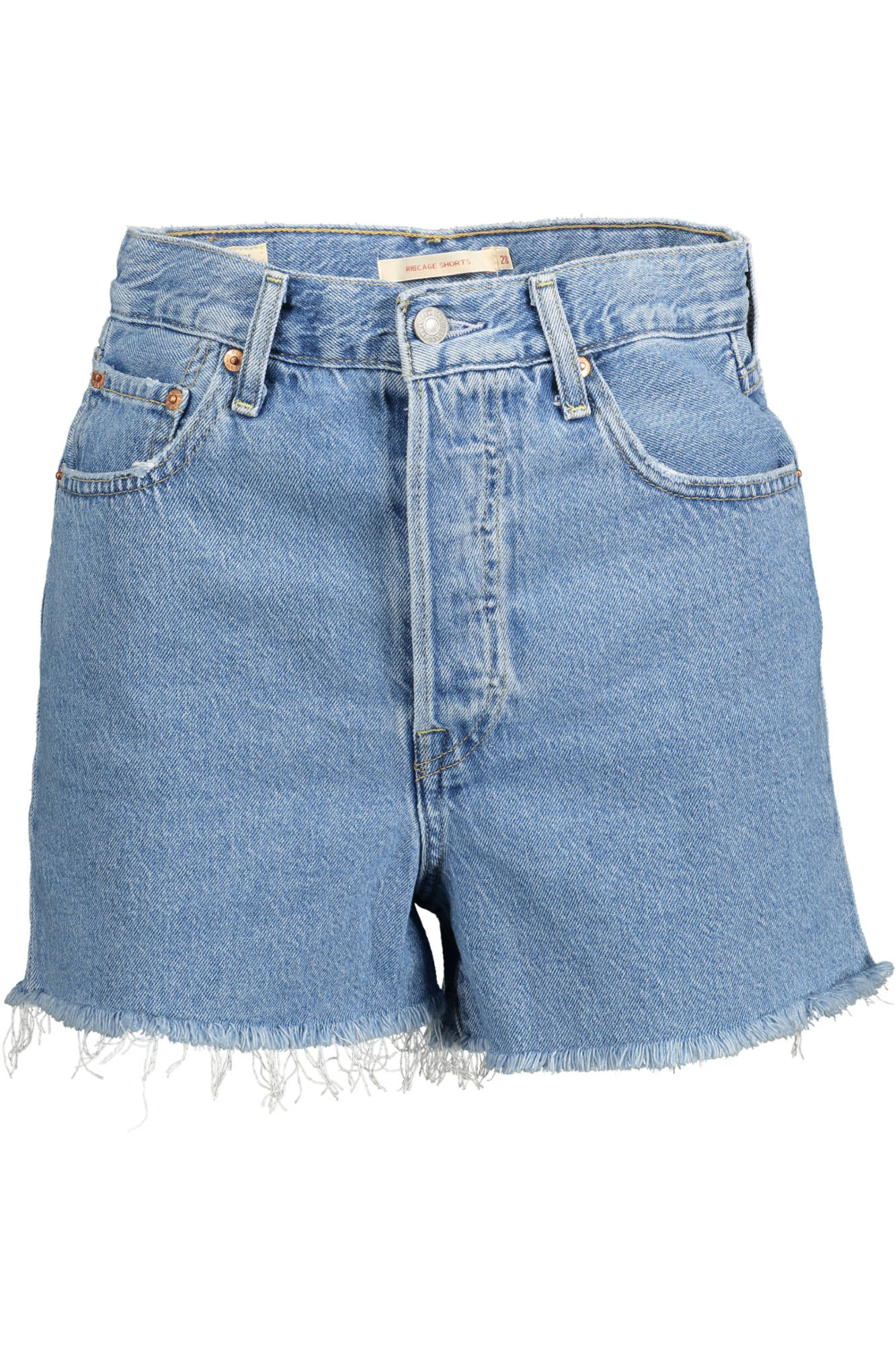 77879_AZZURRO_0076 – Damen Jeans Shorts Blau - 5 Taschen, Fransen, Knöpfe & mehr – Größe: 25, 26, 27, 28, 30 – Farbe: Azzurro