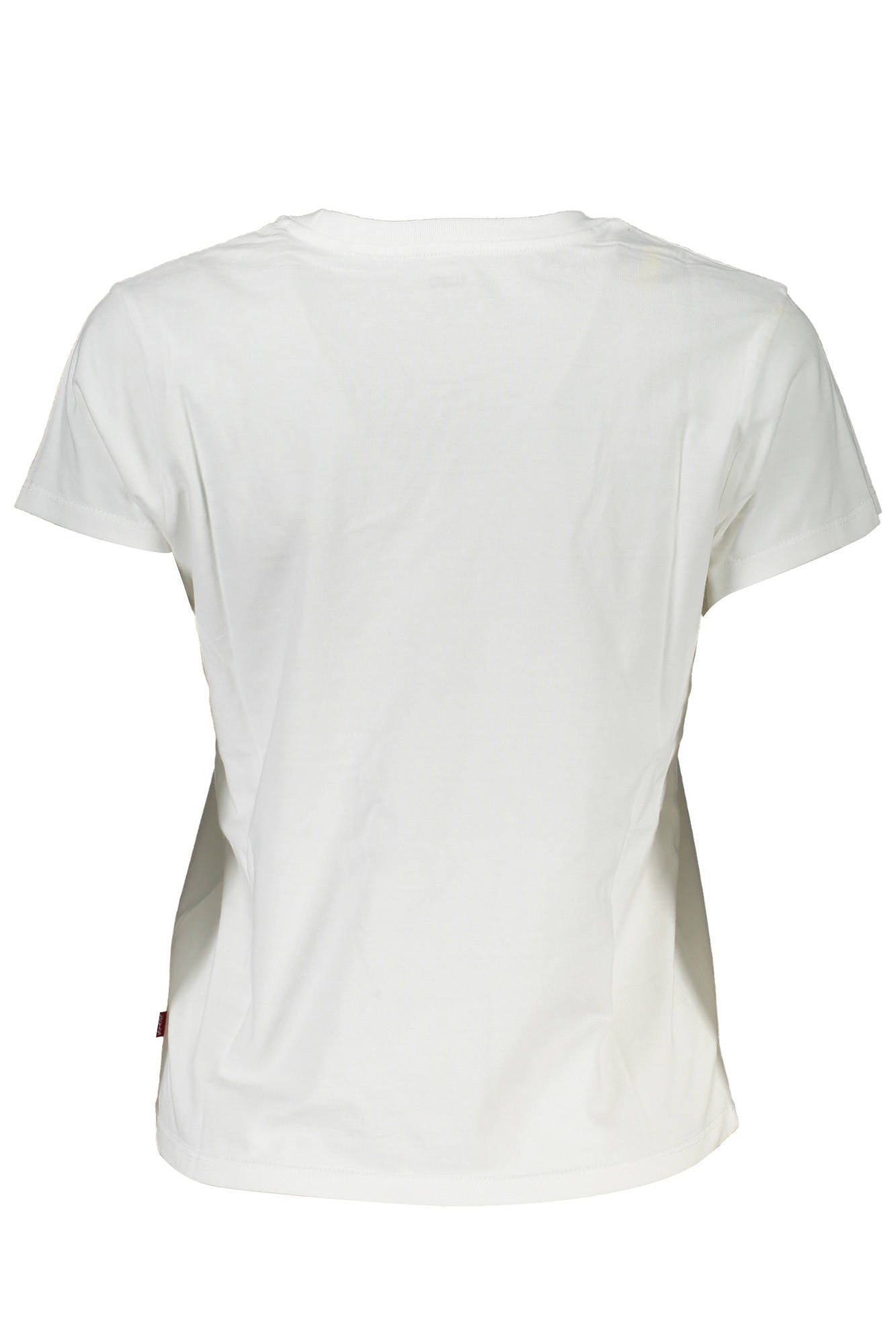 A6126_BIANCO_0019 – Weißes Kurzarm Damen T-Shirt mit Rundhals und Druckmotiv – Größe: XS, S, M, L – Farbe: Bianco