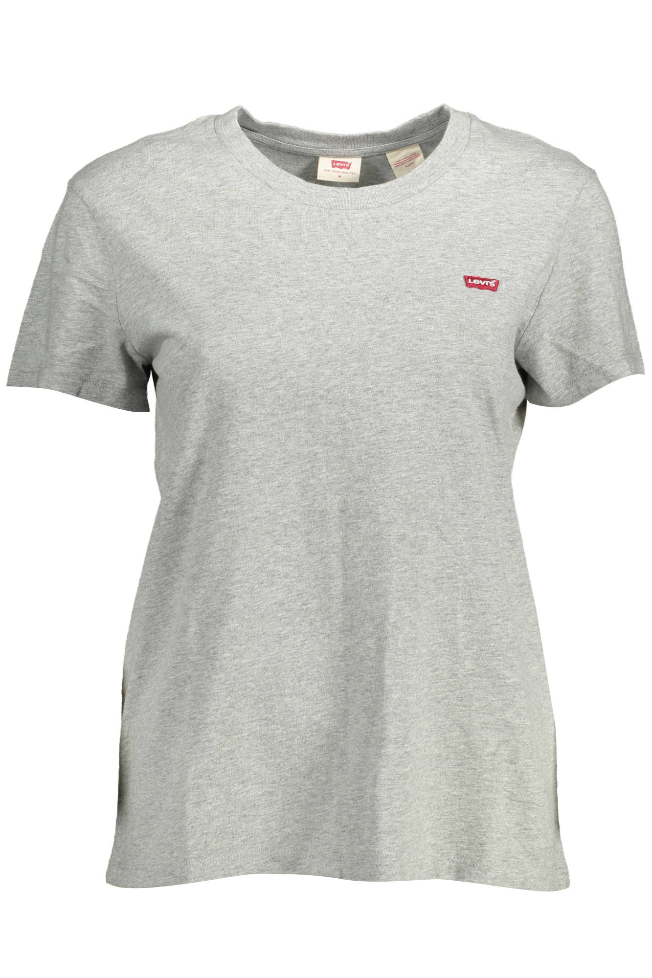 39185_GRIGIO_0143 – Graues Damen T-Shirt Kurzarm mit stylischem Logo und Rundhals – Größe: XS, S, L – Farbe: Grigio