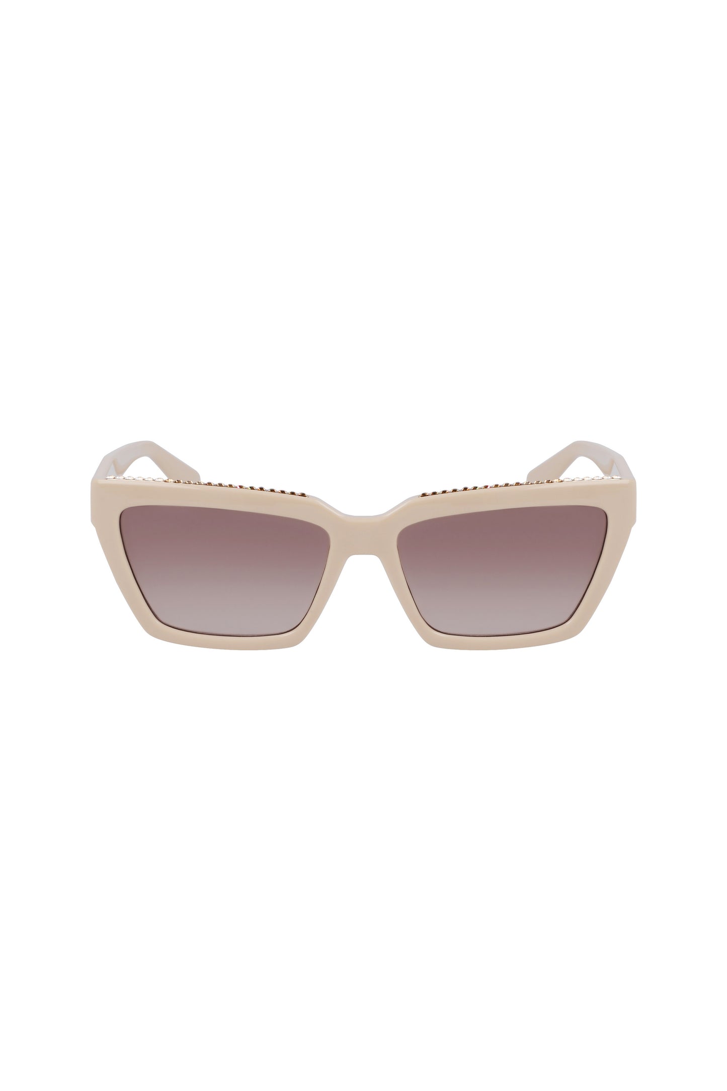LJ793SR_BE264 – Elegante Damen-Sonnenbrille Beige mit Rechteckgläsern und Kontrastdetails – Größe: UNI – Farbe: Beige