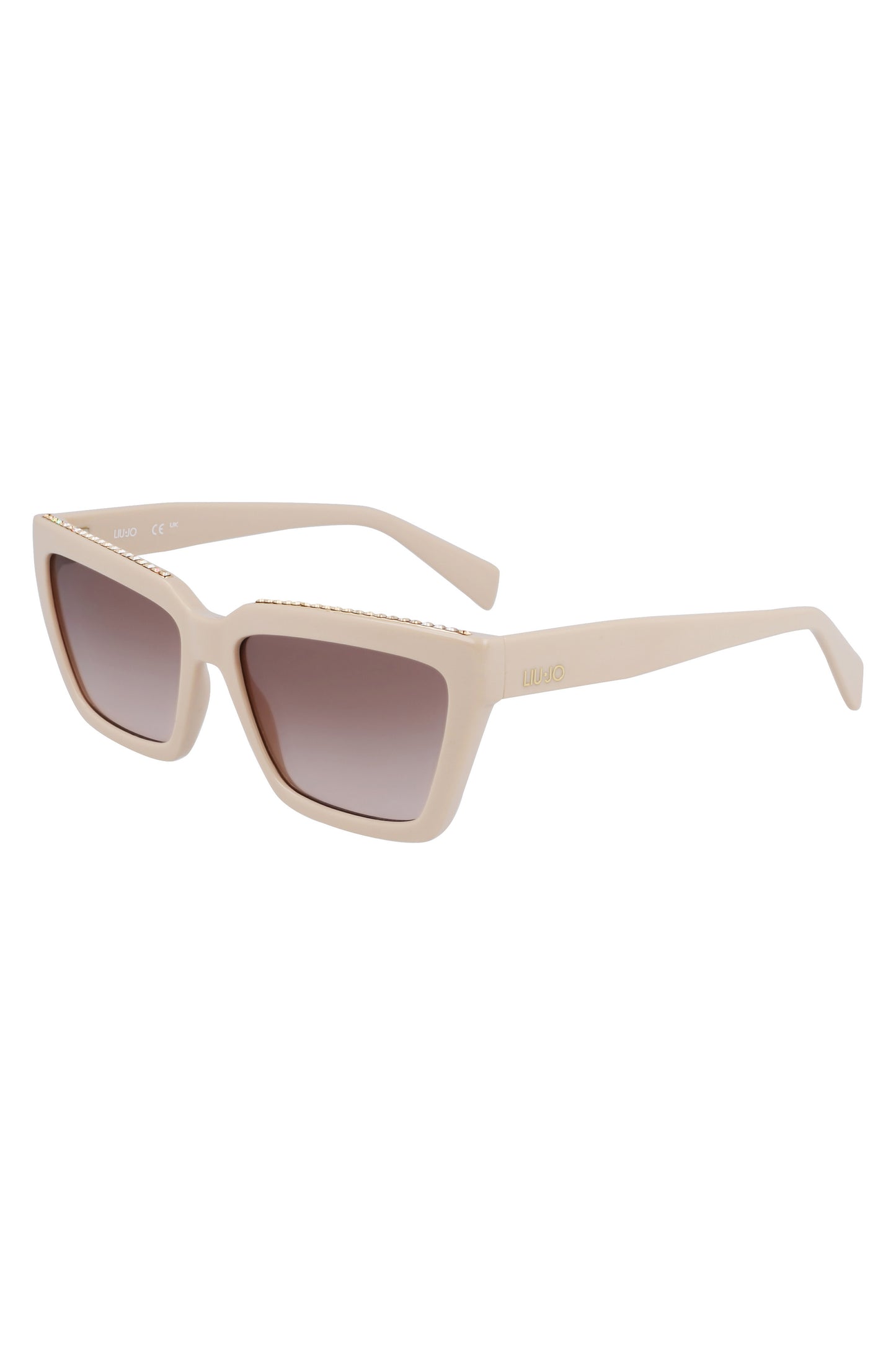LJ793SR_BE264 – Elegante Damen-Sonnenbrille Beige mit Rechteckgläsern und Kontrastdetails – Größe: UNI – Farbe: Beige