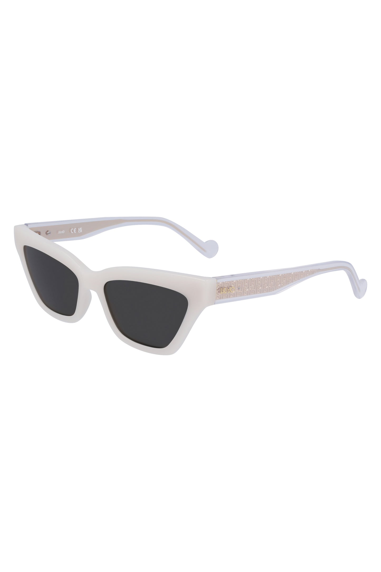 LJ781S_BI102 – Moderne weiße Damen-Sonnenbrille mit rechteckigen grauen Gläsern – Größe: UNI – Farbe: Bianco