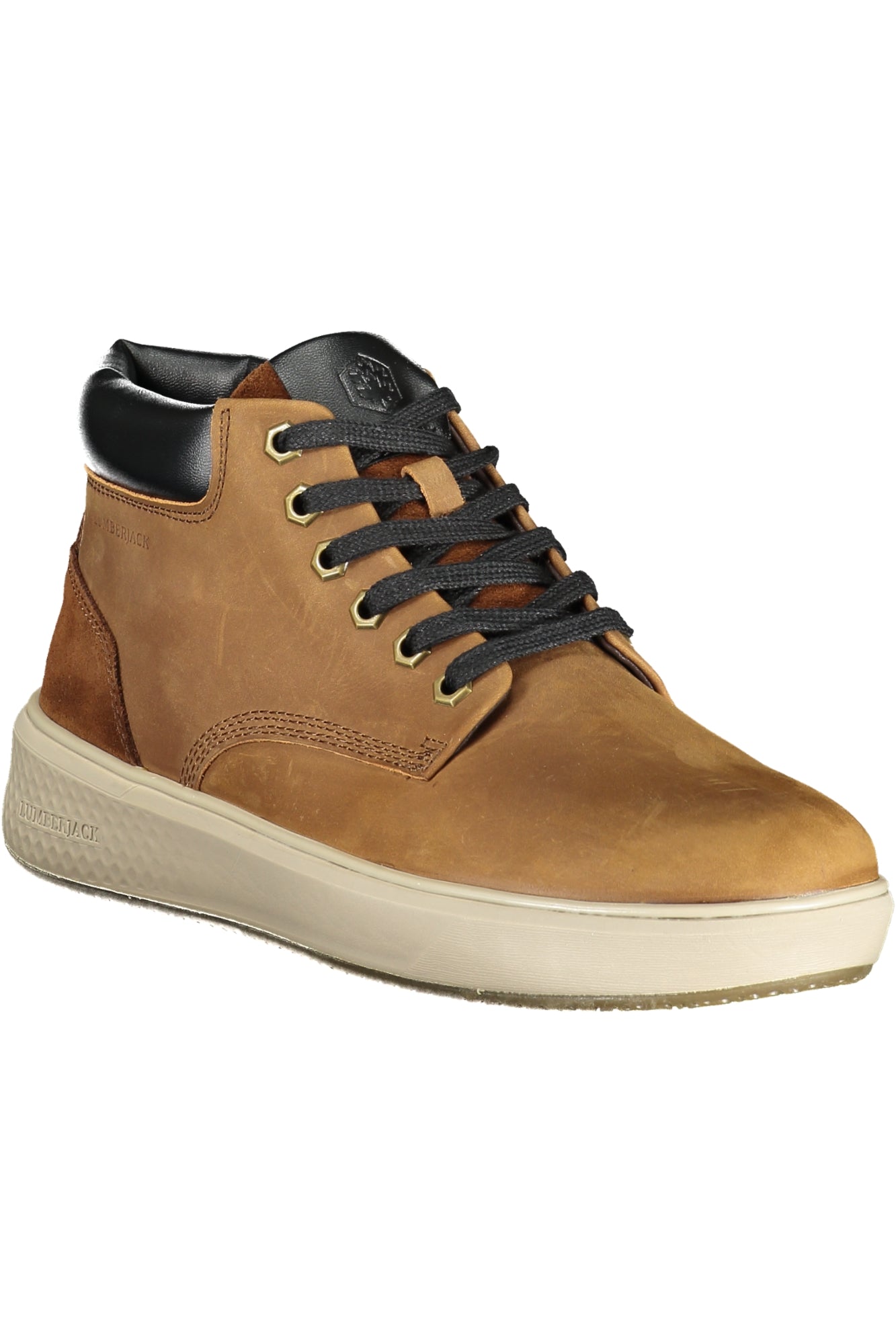 102217273_MA232 – Braune Herrenstiefeletten mit Kontrastdetails und Schnürsenkel-Druck – Größe: 41, 42, 43, 44, 45, 46 – Farbe: Marrone