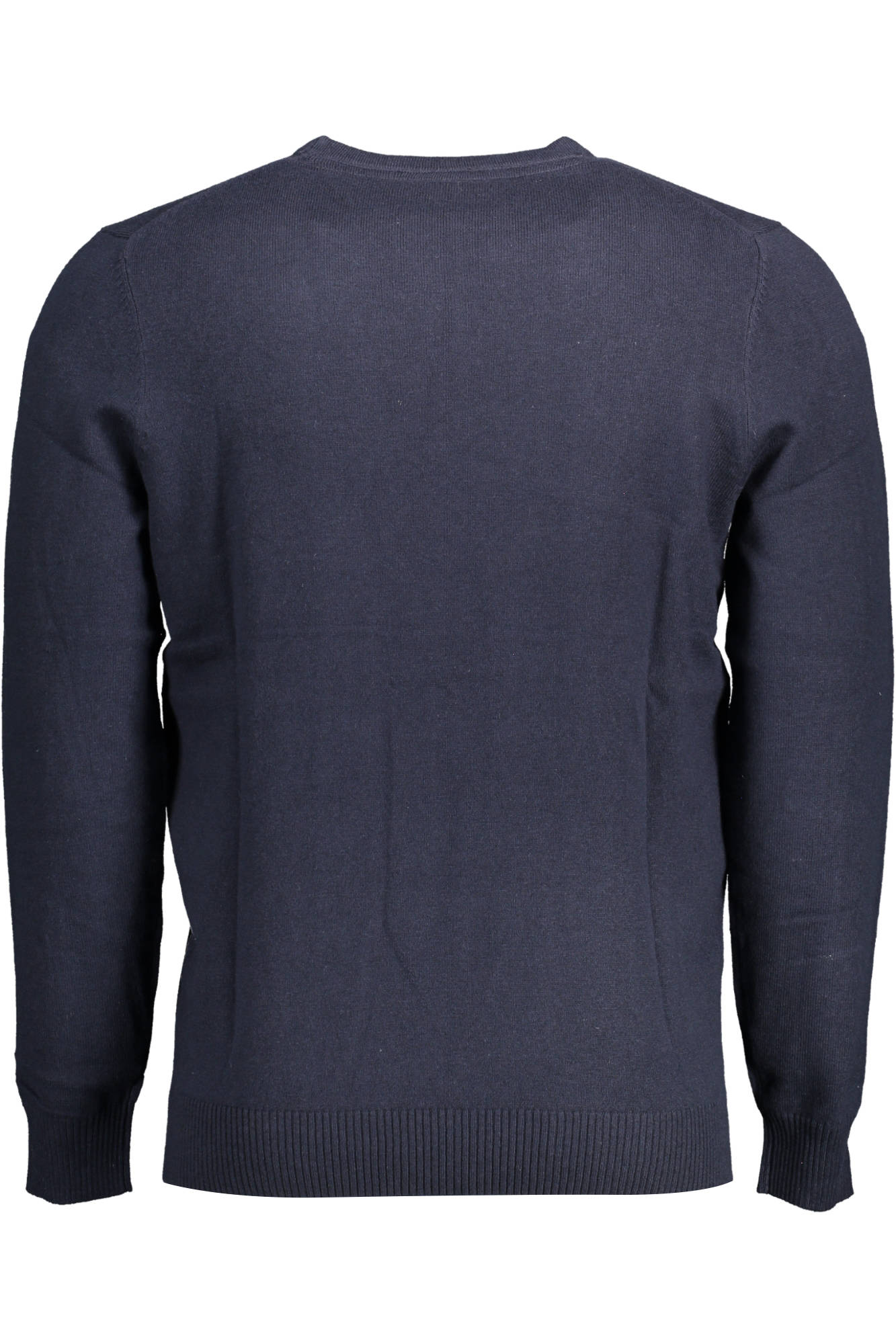 KN400VC_BLU_Z271 – Stylischer Herrenpullover in Blau mit Rundhals und Logo-Applikation – Größe: Standard