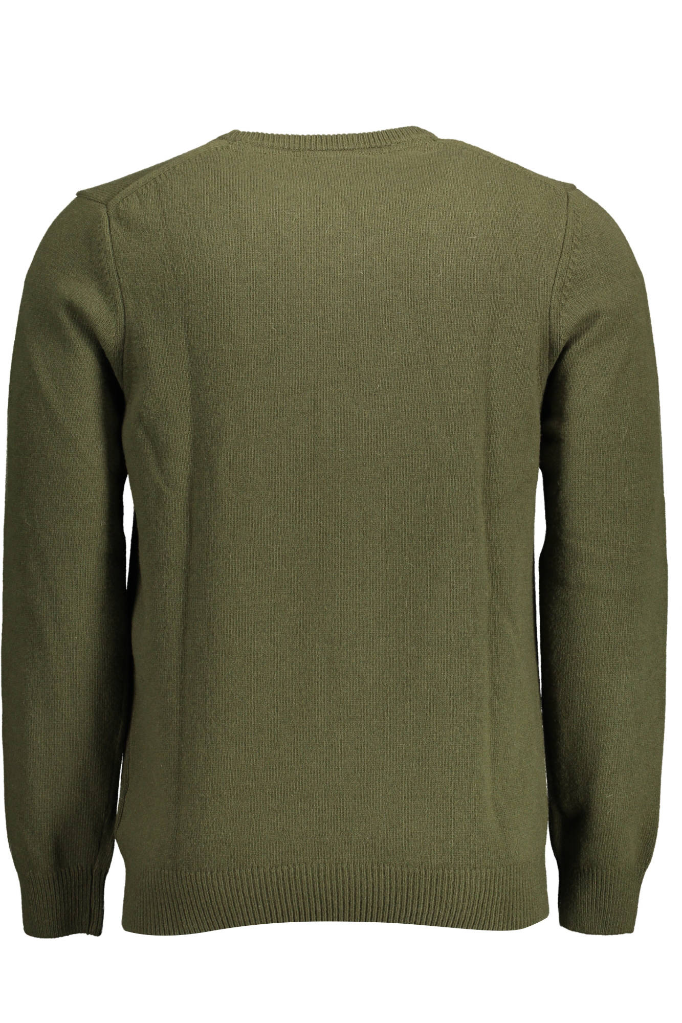 KN921VF_VERDE_W485 – Grüner Herrenpullover: Langarm, Rundhalsausschnitt & Logo-Applikation – Größe: S, M, L – Farbe: Verde
