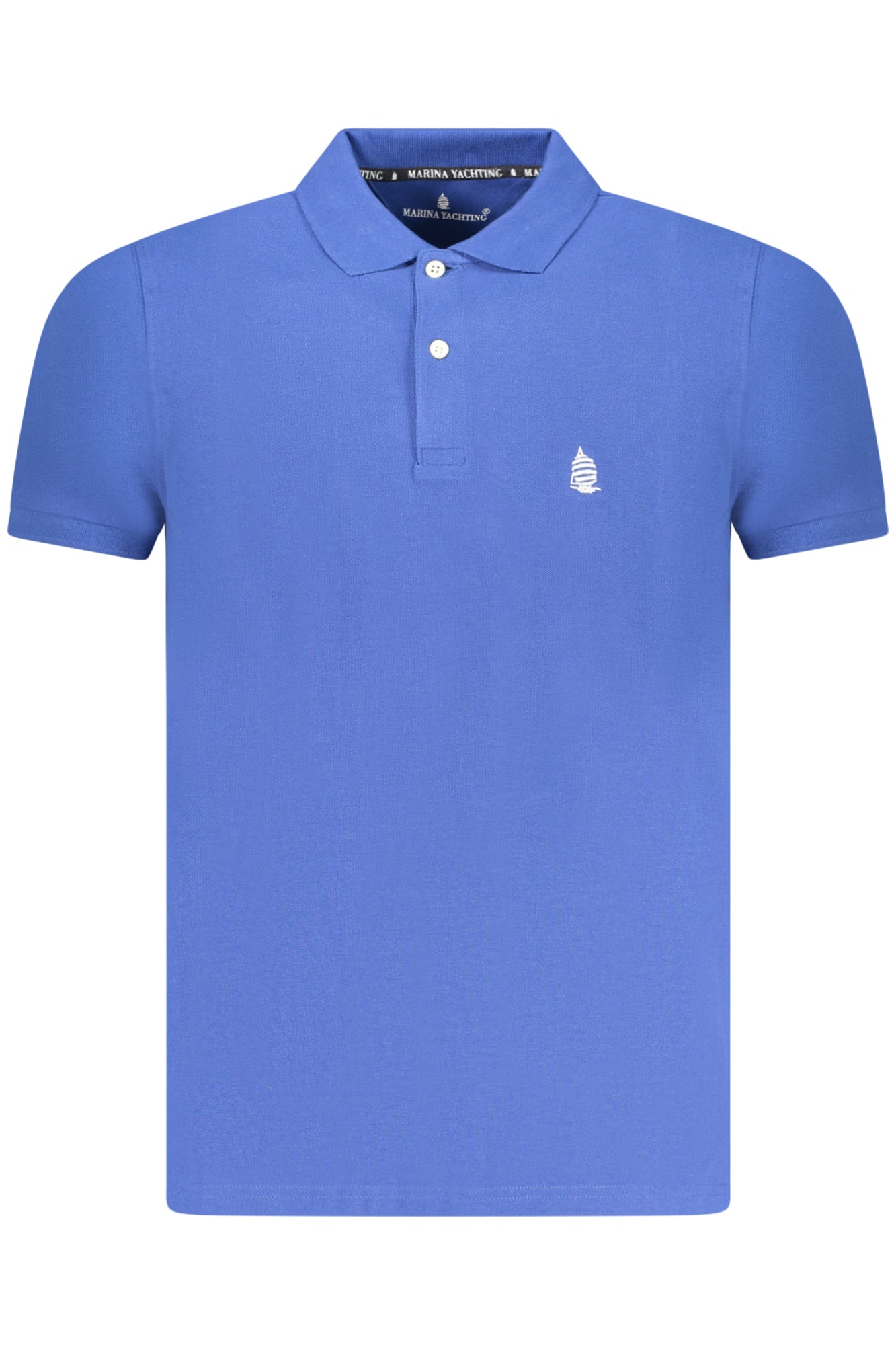 231Y04011_BL51001 – Herren Kurzarm-Poloshirt Blau mit Stickerei und 2 Knöpfen – Größe: S, M, L, XL, 2XL – Farbe: Blu