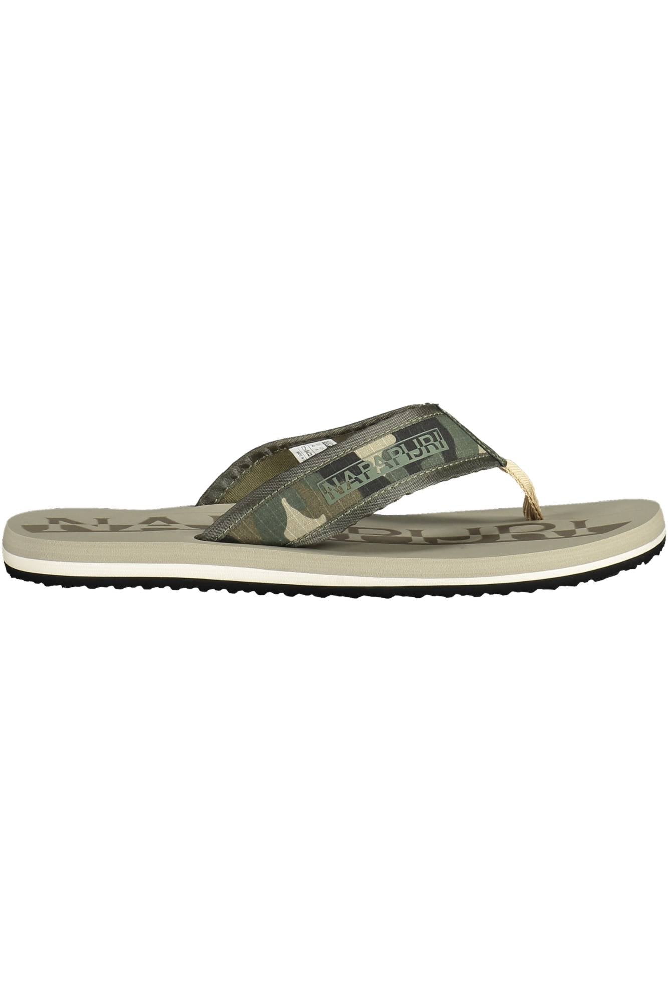 NP0A4FTS-ELM01RIC_BEIGE_NB4 – Elegante Herrensandale in Beige mit Kontrastdetails und Logodruck – Größe: 40, 41, 42 – Farbe: Beige