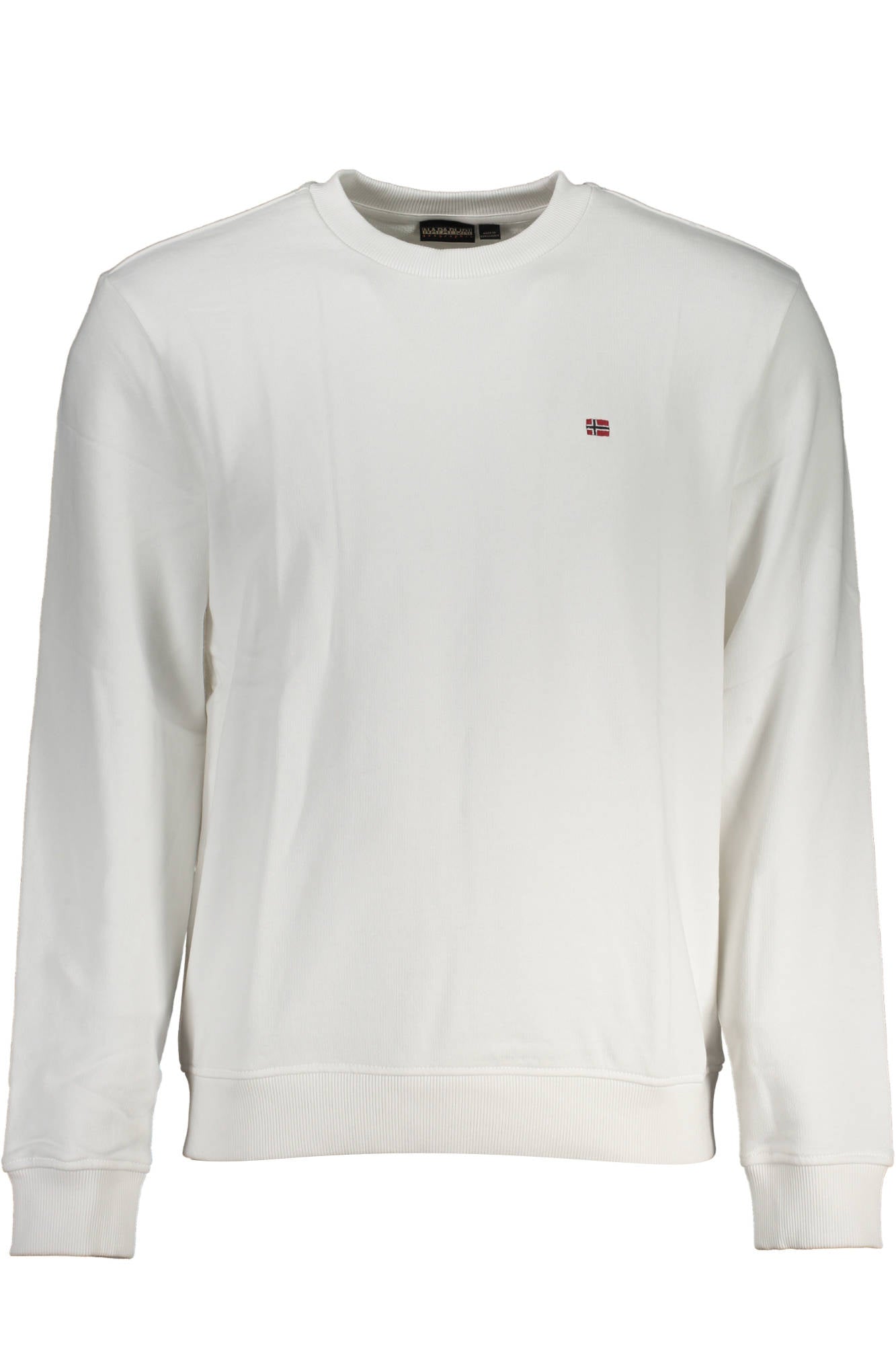 NP0A4H89-BALIS-CREW-SUM-2_BIANCO_002 – Weißes Herren Sweatshirt: Langarm, Rundhals, edle Stickerei – Größe: S, M, L, XL, 2XL, 3XL – Farbe: Bianco