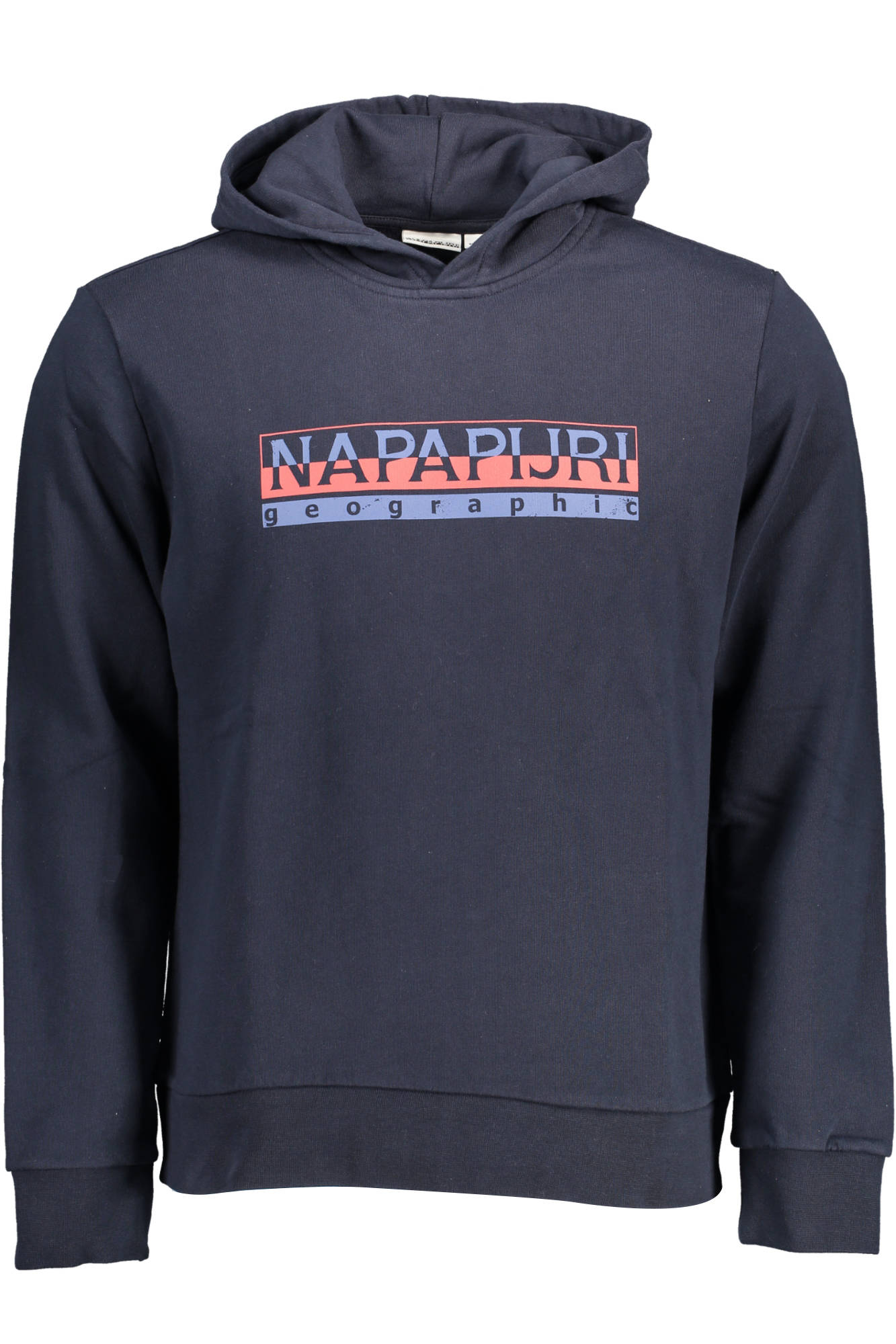 NP0A4EZ8-BERIS-H_BLU_176 – Blaues Herren-Kapuzenpullover ohne Reißverschluss mit Logo-Aufdruck – Größe: 2XL, L – Farbe: Blu