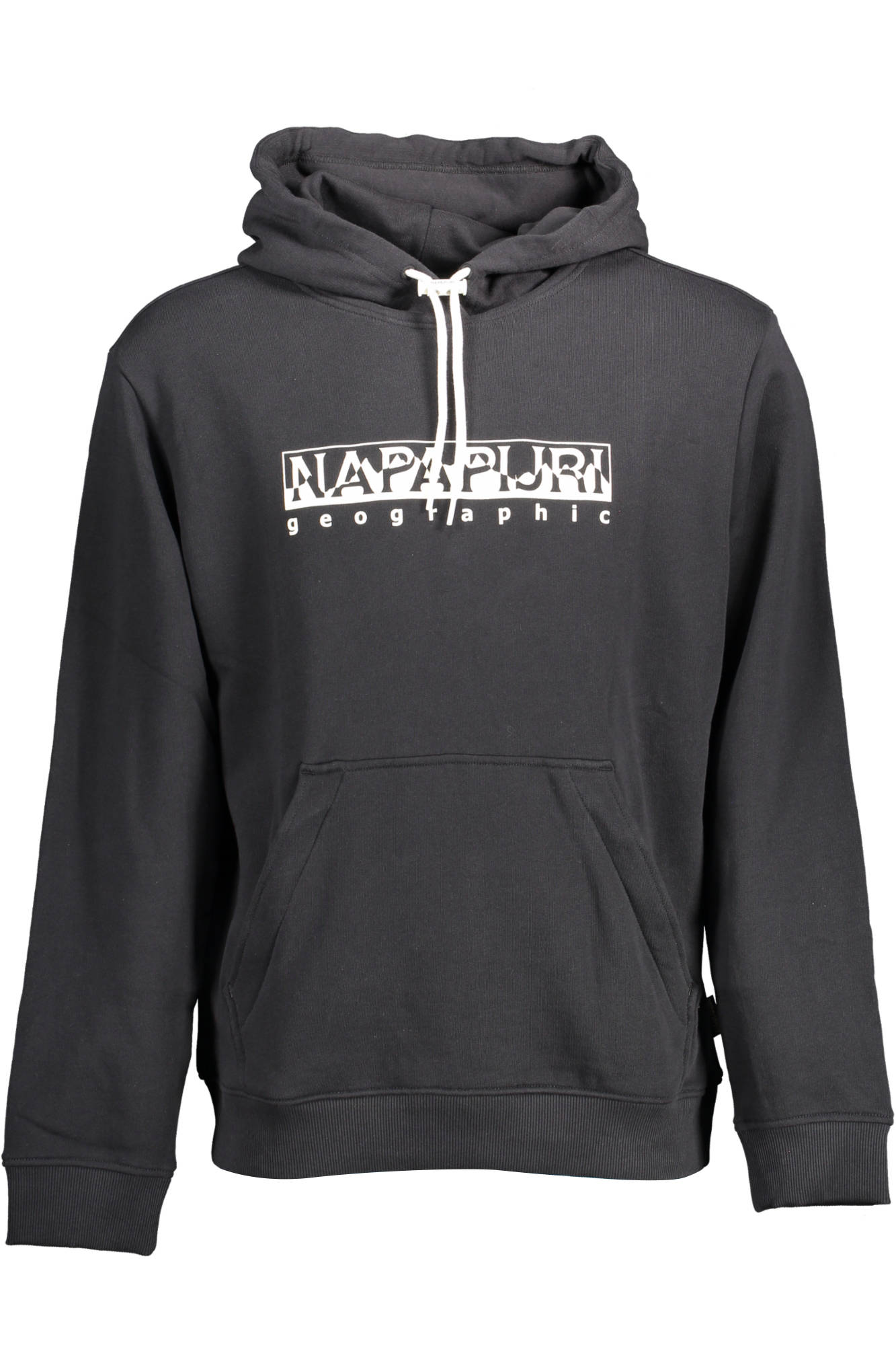 NP0A4G6R-B-SELLA-H_NERO_041 – Schwarzes Herren-Hoodie ohne Reißverschluss mit Logo und Bauchtasche – Größe: M, XL – Farbe: Nero