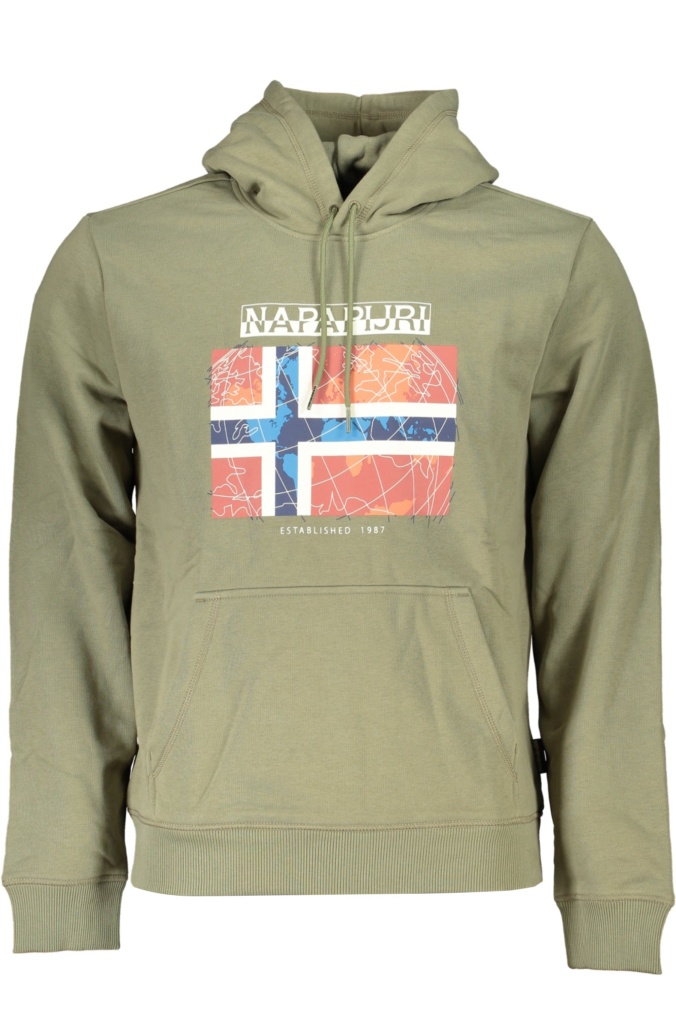 NP0A4HE9BGUIROH1_VEGAE – Herren-Sweatshirt Grün: Langarm-Hoodie mit Kängurutasche – Größe: XS, S, M, L, XL, 2XL, 3XL – Farbe: Verde