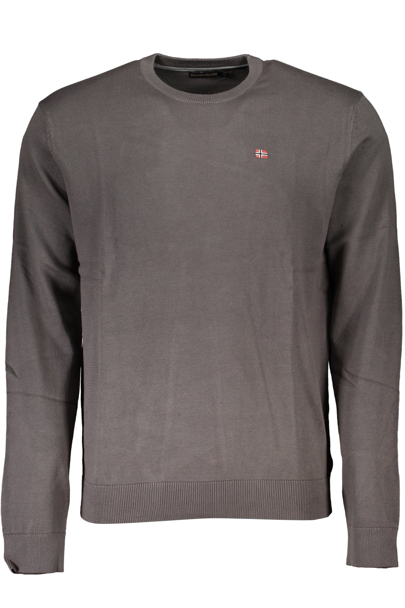 NP0A4GJPDROZ4_GRH98 – Herren Grauer Pullover: Langarm, Regular Fit, Rundhals & Stickerei – Größe: S, M, L, XL, 2XL – Farbe: Grigio