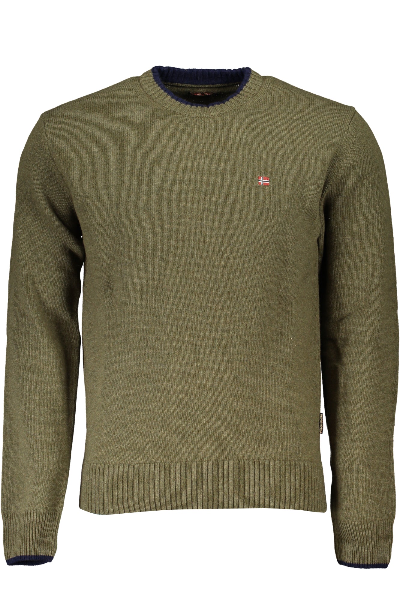NP0A4HLSDAINC5_VEG1L – Grüner Herrenpullover mit Kontrastdetails und Stickerei – Rundhals – Größe: S, M, L, XL, 2XL, 3XL – Farbe: Verde