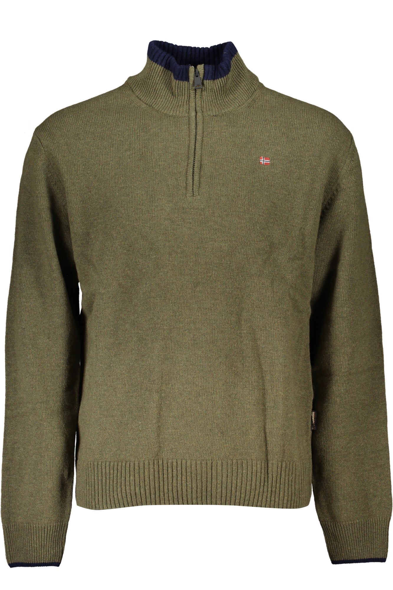 NP0A4HLRDAIN_VEG1L – Grüner Herrenpullover mit Reißverschluss und Stickerei - Regular Fit – Größe: S, M, L, XL, 2XL, 3XL – Farbe: Verde
