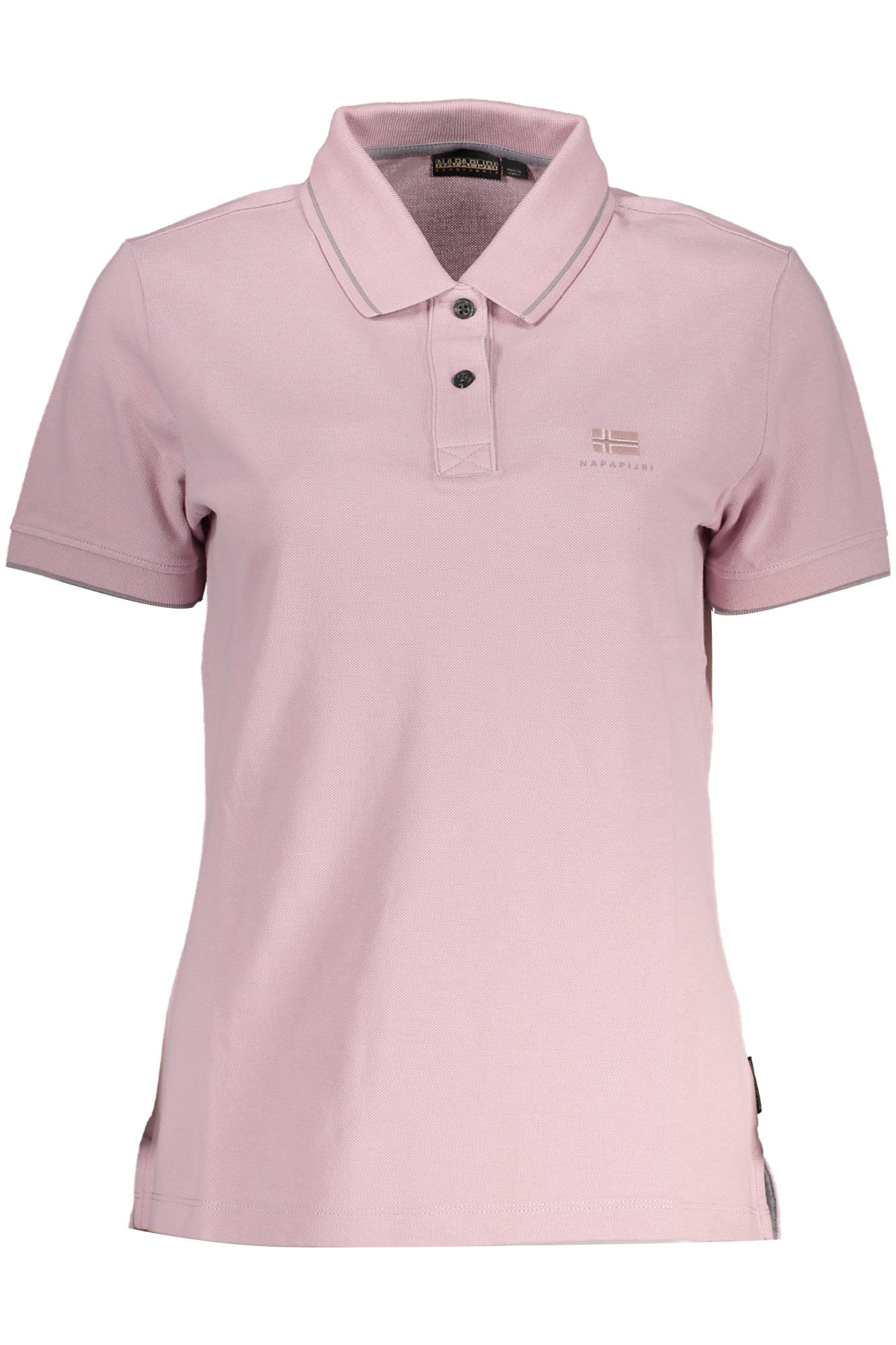NP0A4H8E-E-NINA_ROSA_P89 – Elegantes Damen-Poloshirt in Rosa mit Stickerei und Kontrastdetails – Größe: XS, S, L – Farbe: Rosa