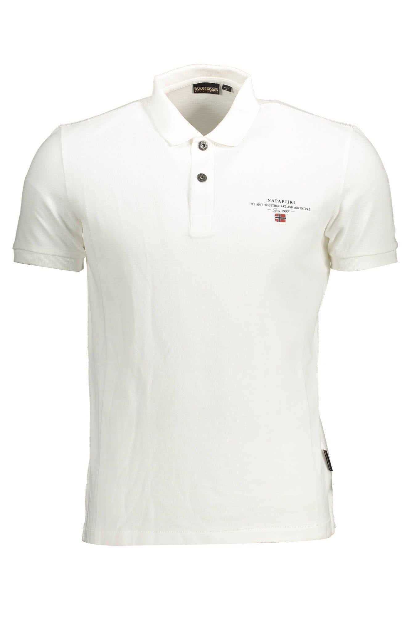 NP0A4GDL-ELBAS-SS-4_BIANCO_002 – Herren Kurzarm-Poloshirt Weiß mit Druck und Stickerei – Eleganter Look – Größe: S, M, L, XL, 2XL – Farbe: Bianco
