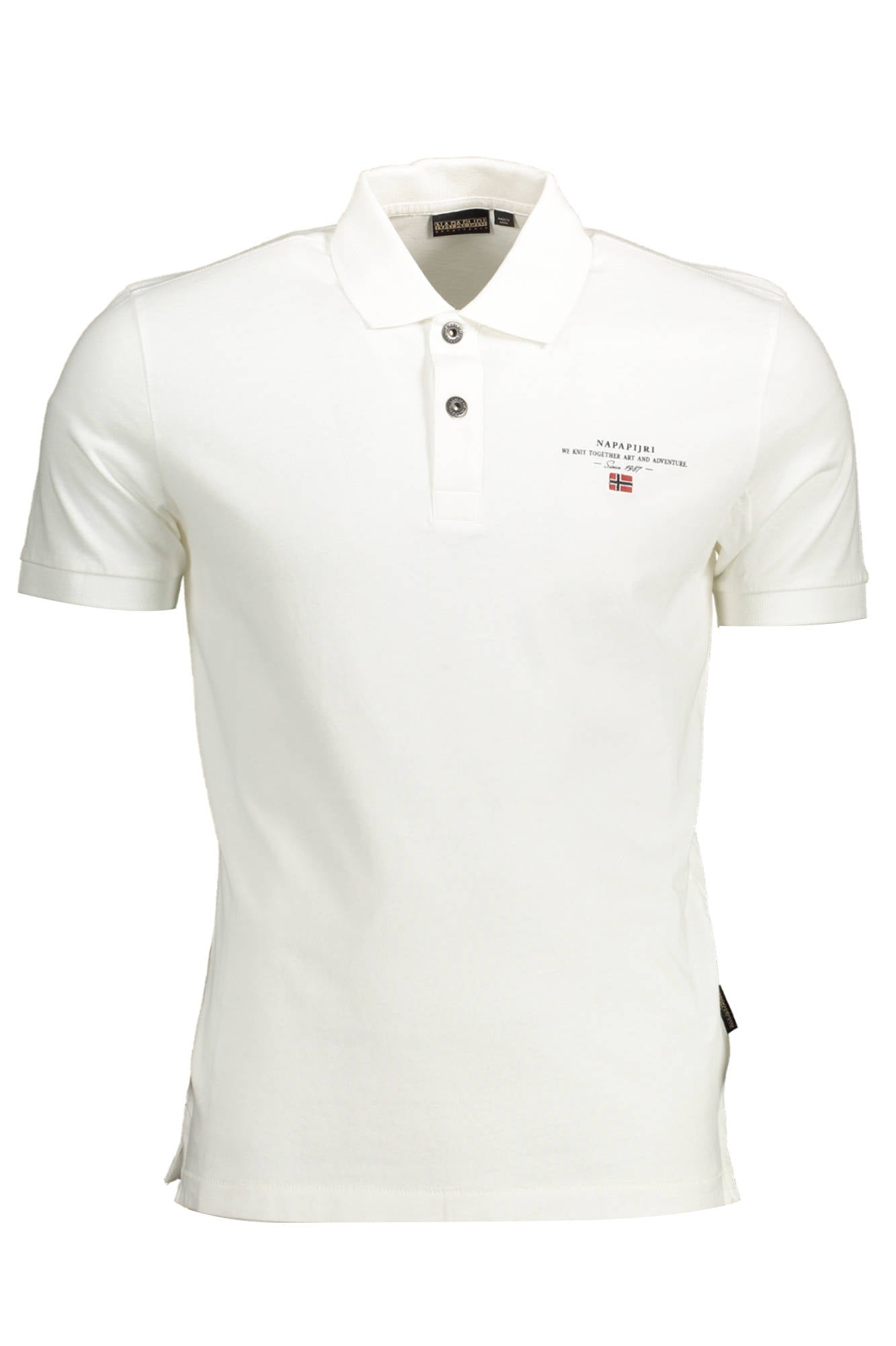 NP0A4GB4-ELBAS-JERSEY_BIANCO_002 – Stilvolles Herren Polohemd in Weiß mit Druck & Stickerei - Kurzarm – Größe: S, M, L, XL, 2XL, 3XL – Farbe: Bianco