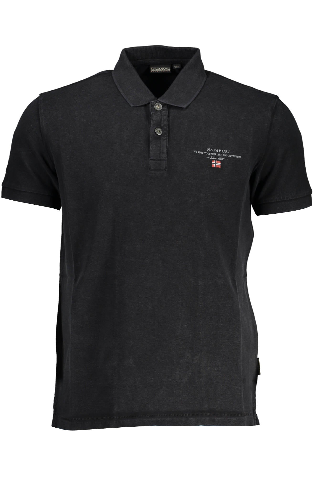 NP0A4GDL-ELBAS-SS-4_NERO_041 – Herren Schwarz Kurzarm-Poloshirt: Stilvoll mit Druck und Stickerei – Größe: S, M, L, XL, 2XL – Farbe: Nero