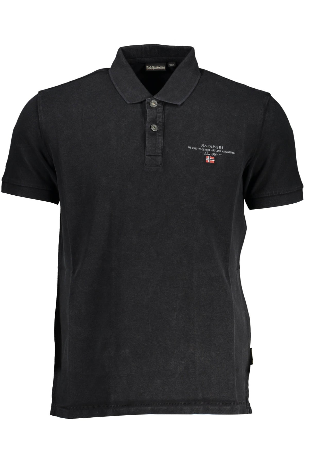 NP0A4GDLELBASSS4_A5CDD43_NERO041 – Herren Poloshirt Schwarz - Kurzarm, 2 Knöpfe, Druck & Stickereien – Größe: 3XL – Farbe: Nero